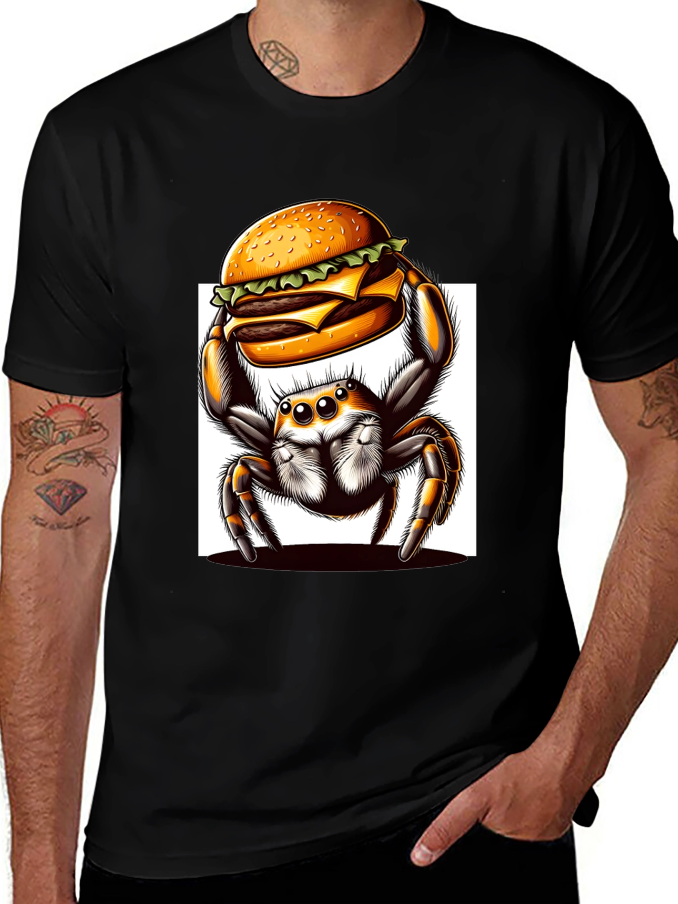 Variant 22 of Burger Spider T-Shirt - Novelty Graphic Tee