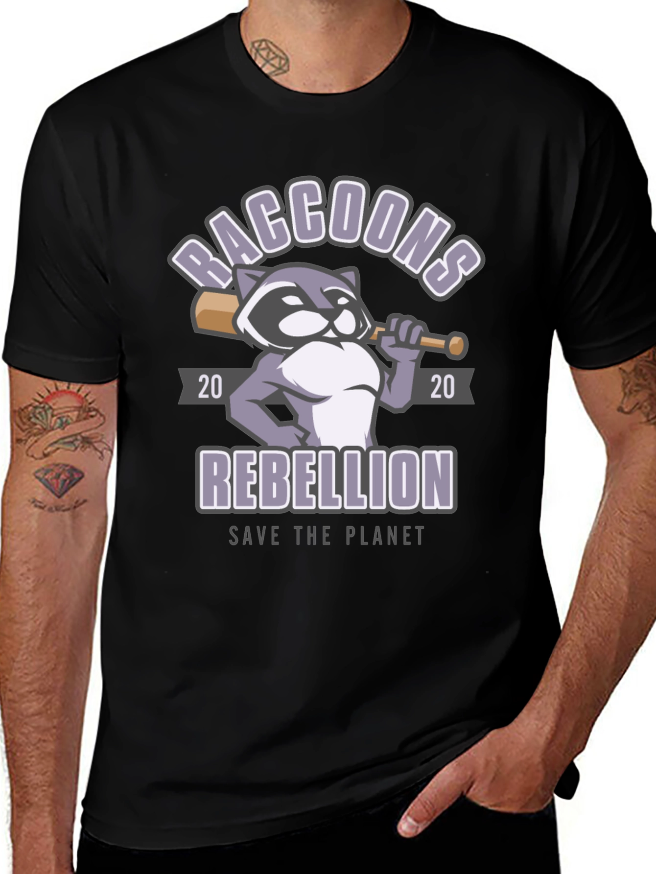 Raccoon Rebellion Graphic T-Shirt - Save the Planet