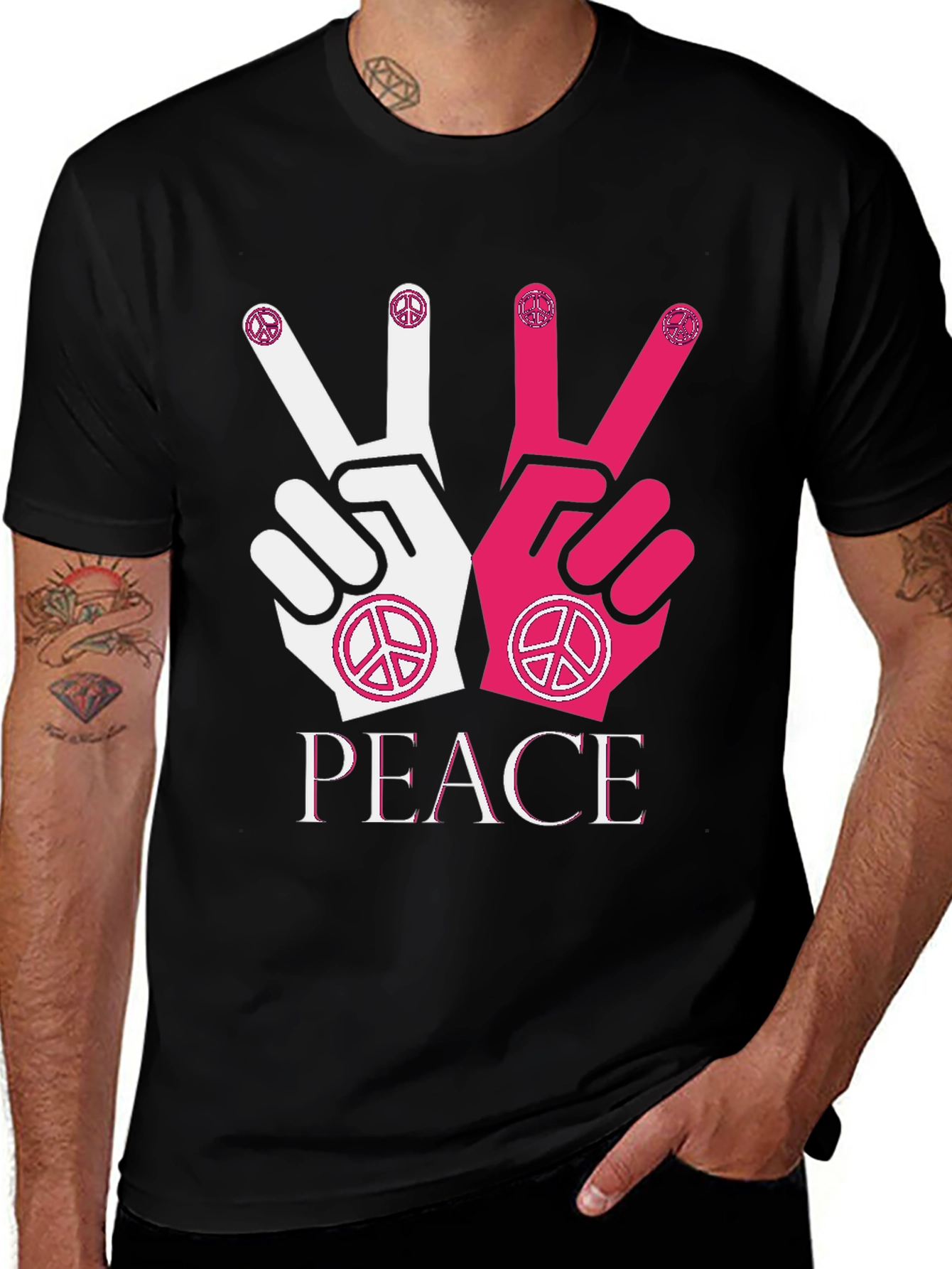 Variant 24 of Peace Sign Hands T-Shirt - Retro Style