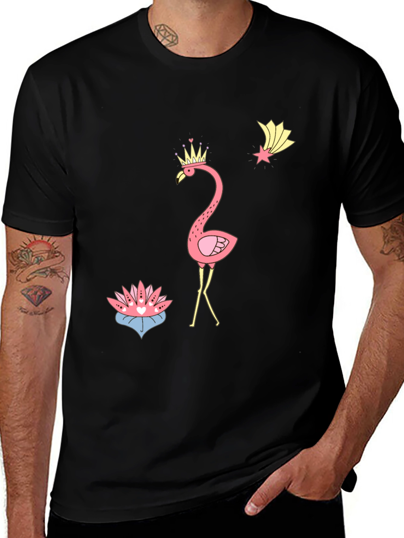 Variant 28 of Men's Black Flamingo Graphic Tee