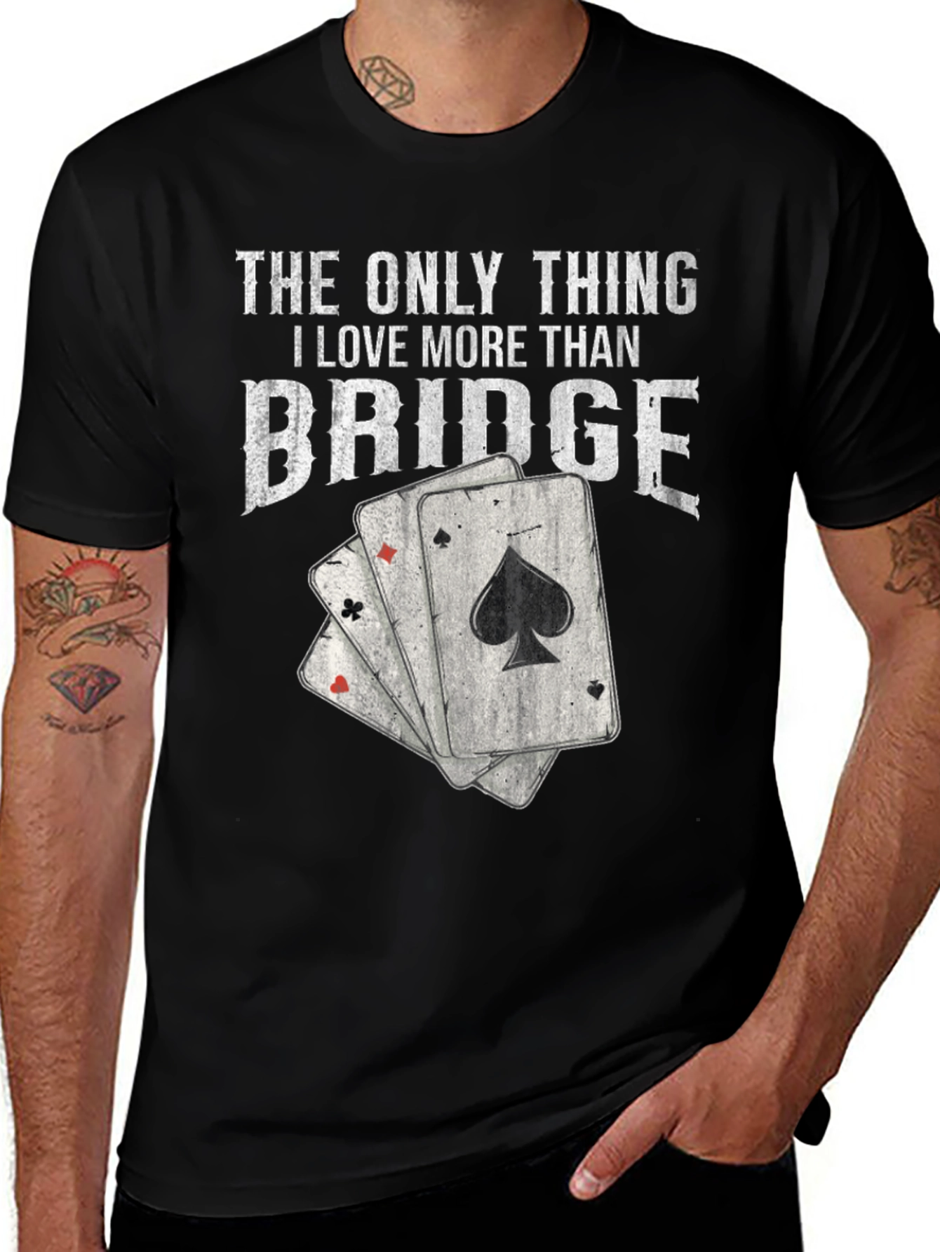 Black Bridge Lover T-Shirt - Playing Card Graphic Tee main image