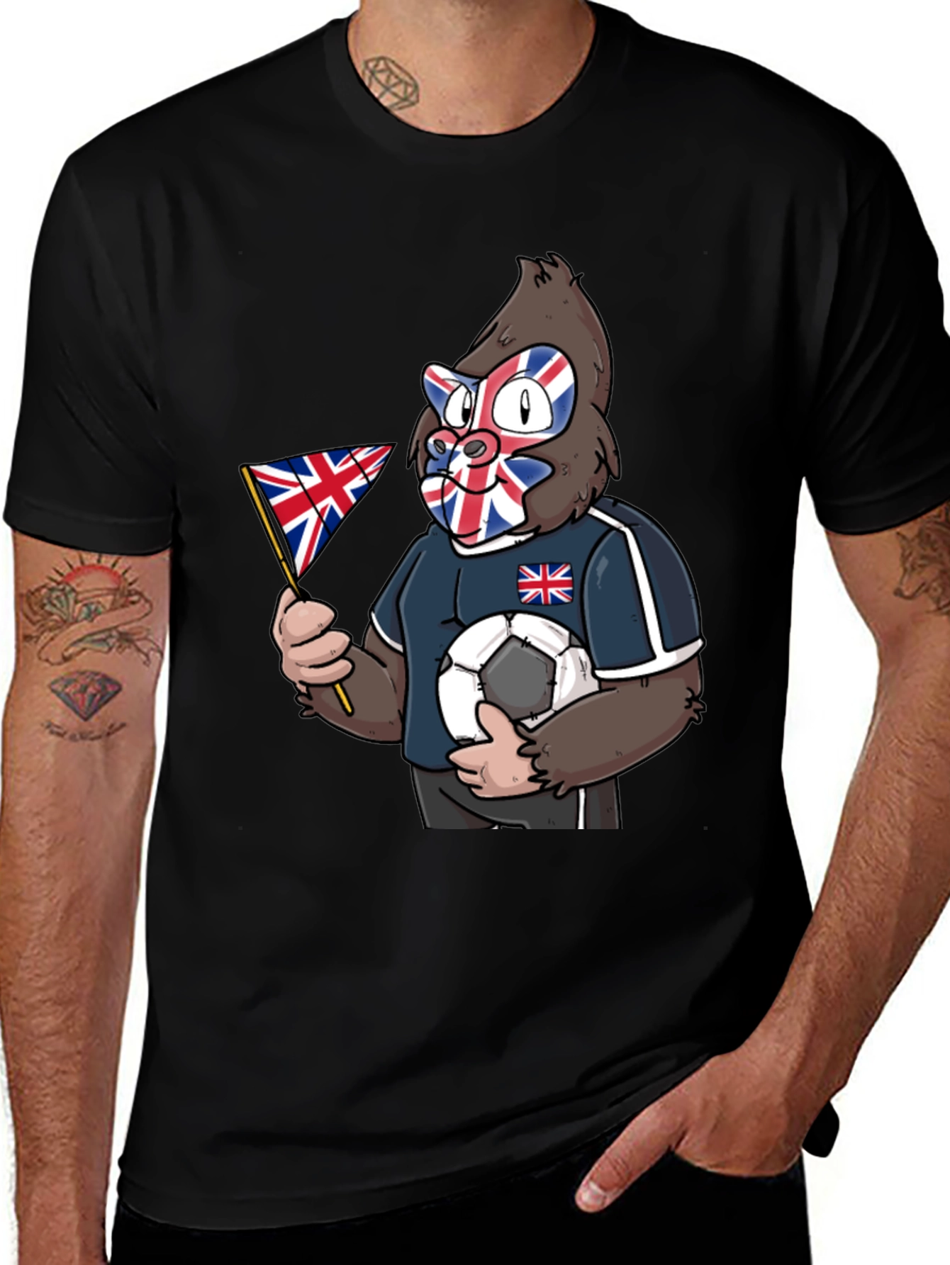 Variant 10 of Union Jack Gorilla Soccer Fan T-Shirt