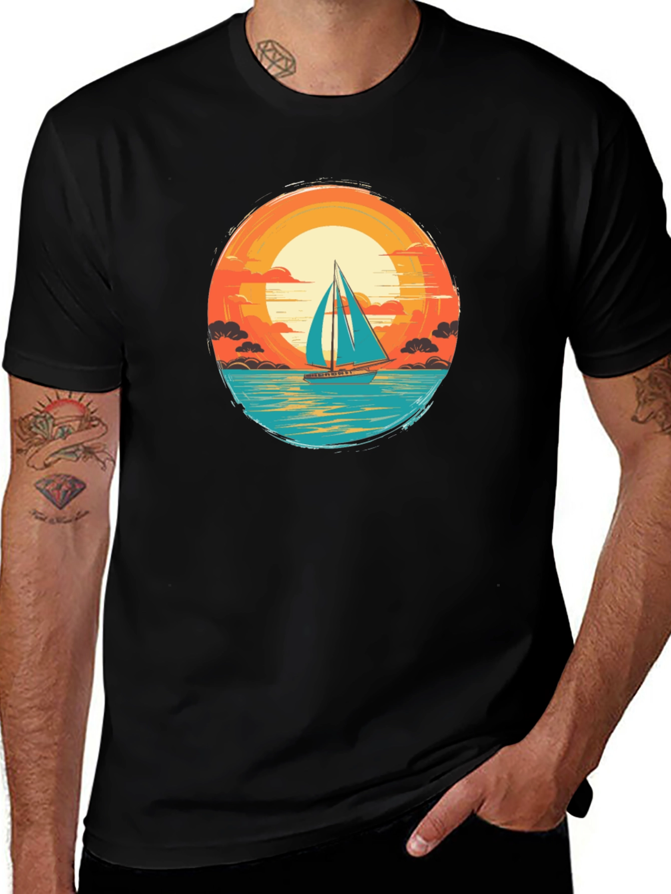 Variant 19 of Sailboat Sunset Graphic Tee - Comfort & Style
