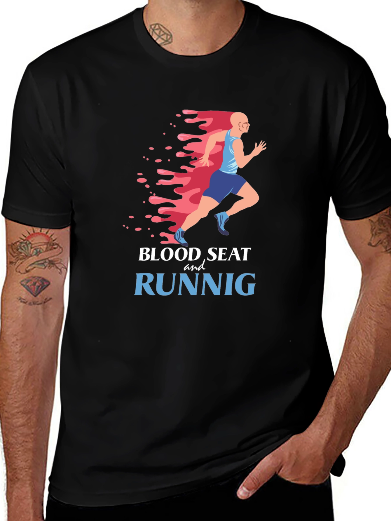 Variant 17 of Blood Sweat and Runnig Black Graphic Tee