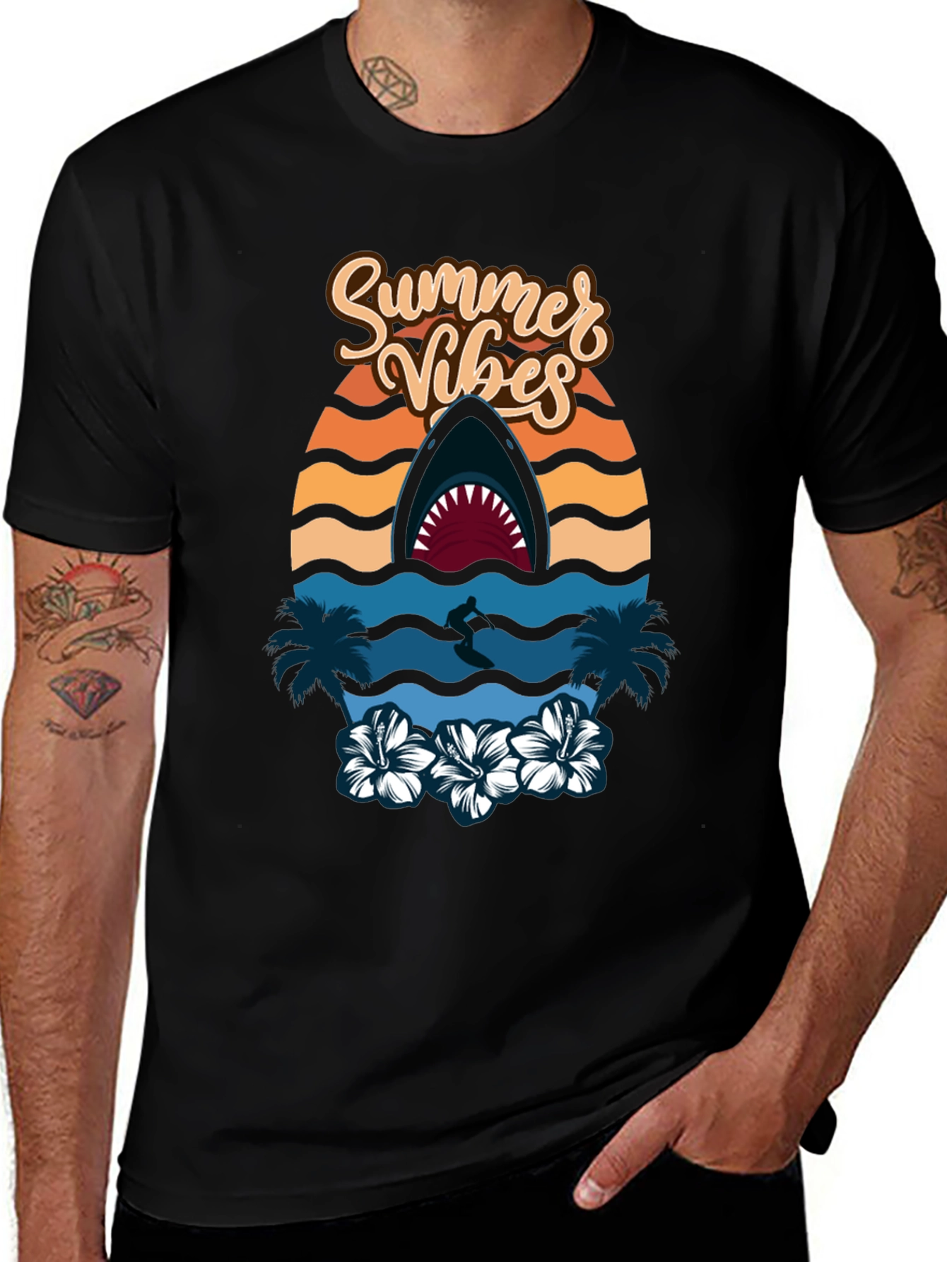 Summer Vibes Shark Graphic Tee