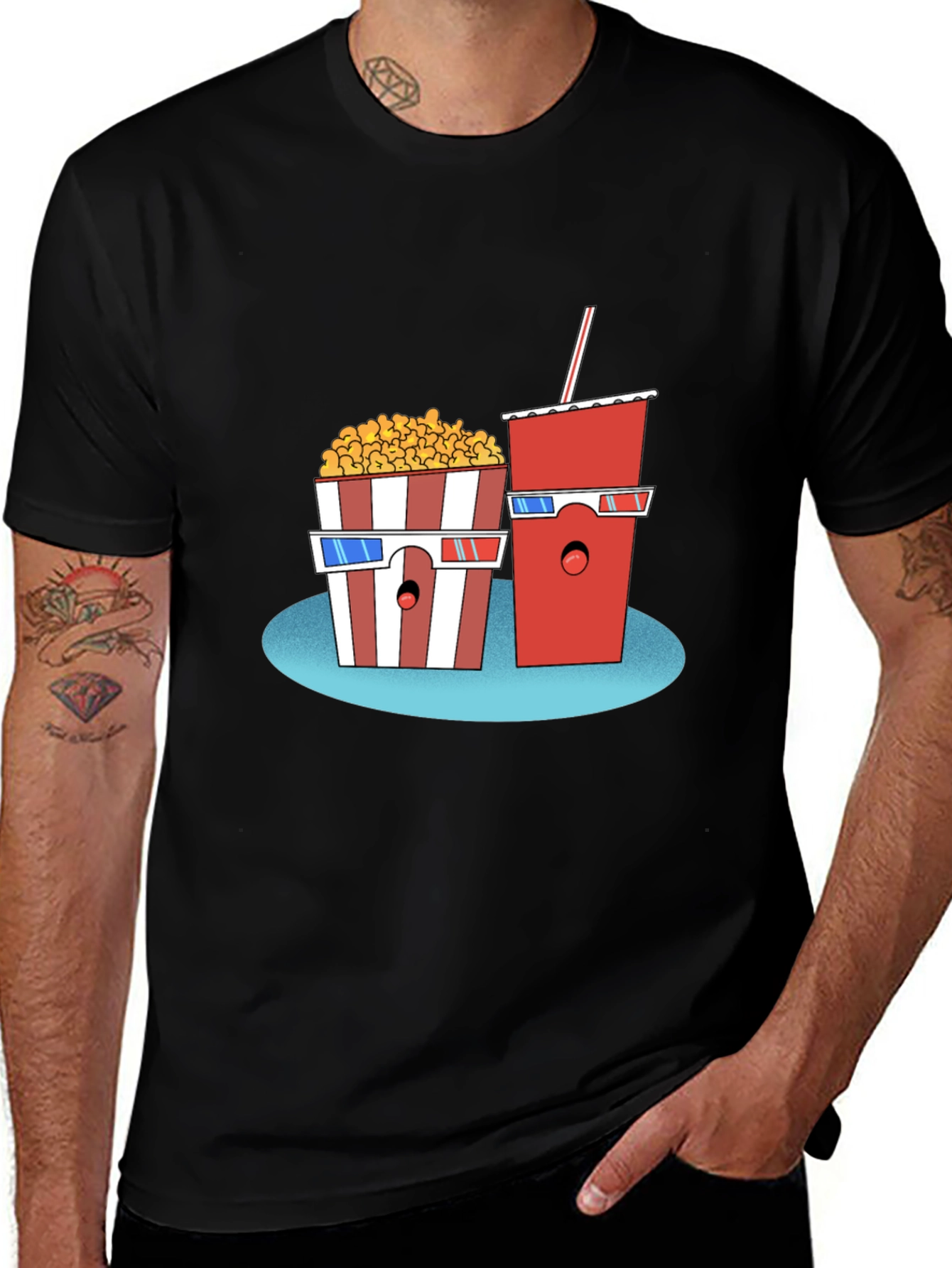 Variant 19 of Movie Night T-Shirt: Popcorn & Soda with 3D Glasses