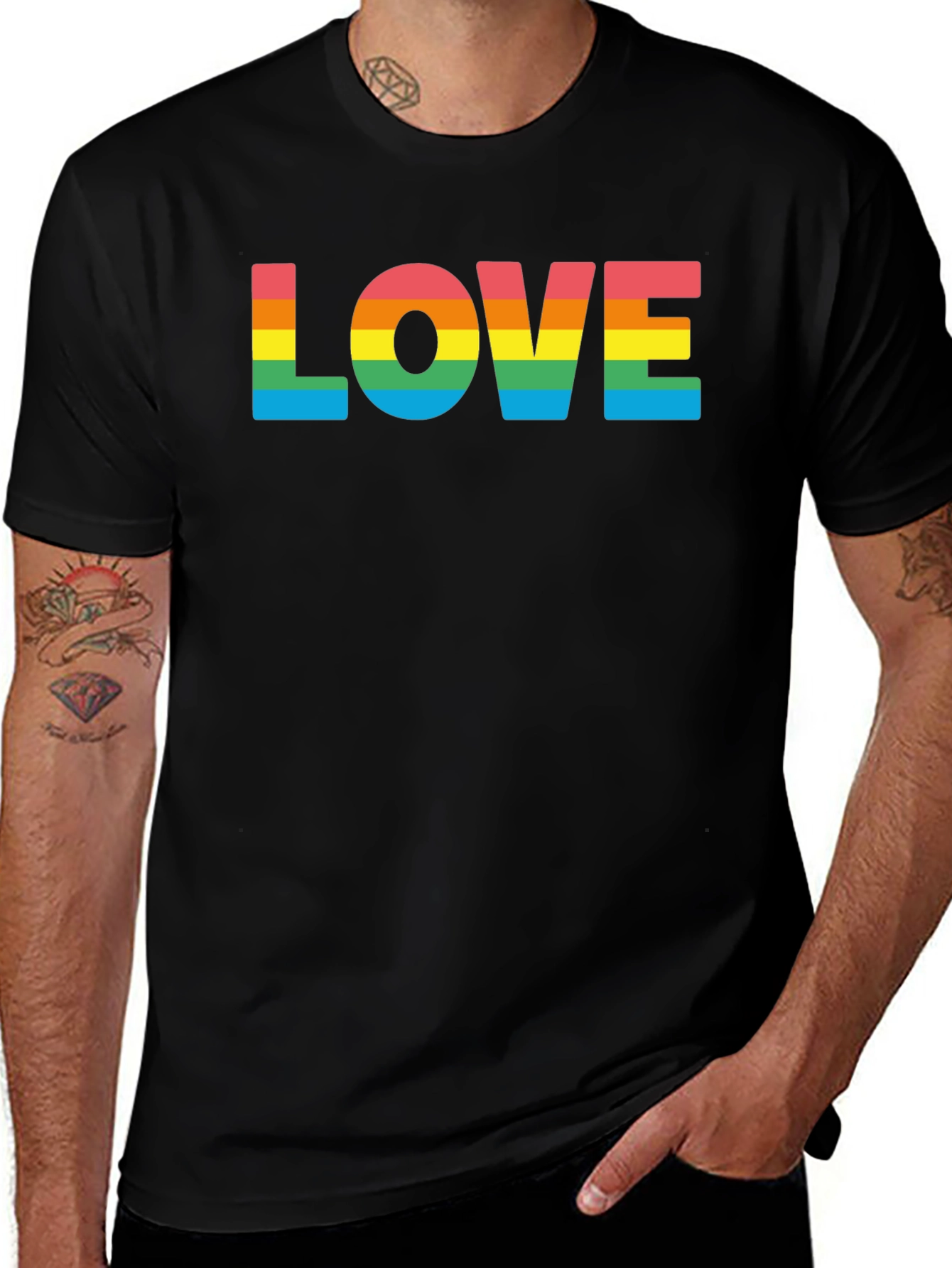 Variant 15 of Love Pride Rainbow Graphic Black Tee