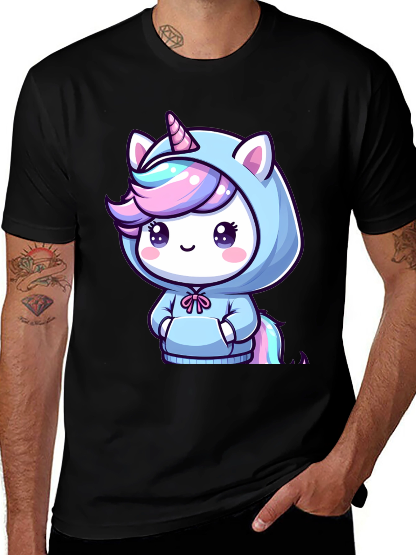 Variant 24 of Unicorn Hoodie Tee - Cute Cartoon Kawaii Style