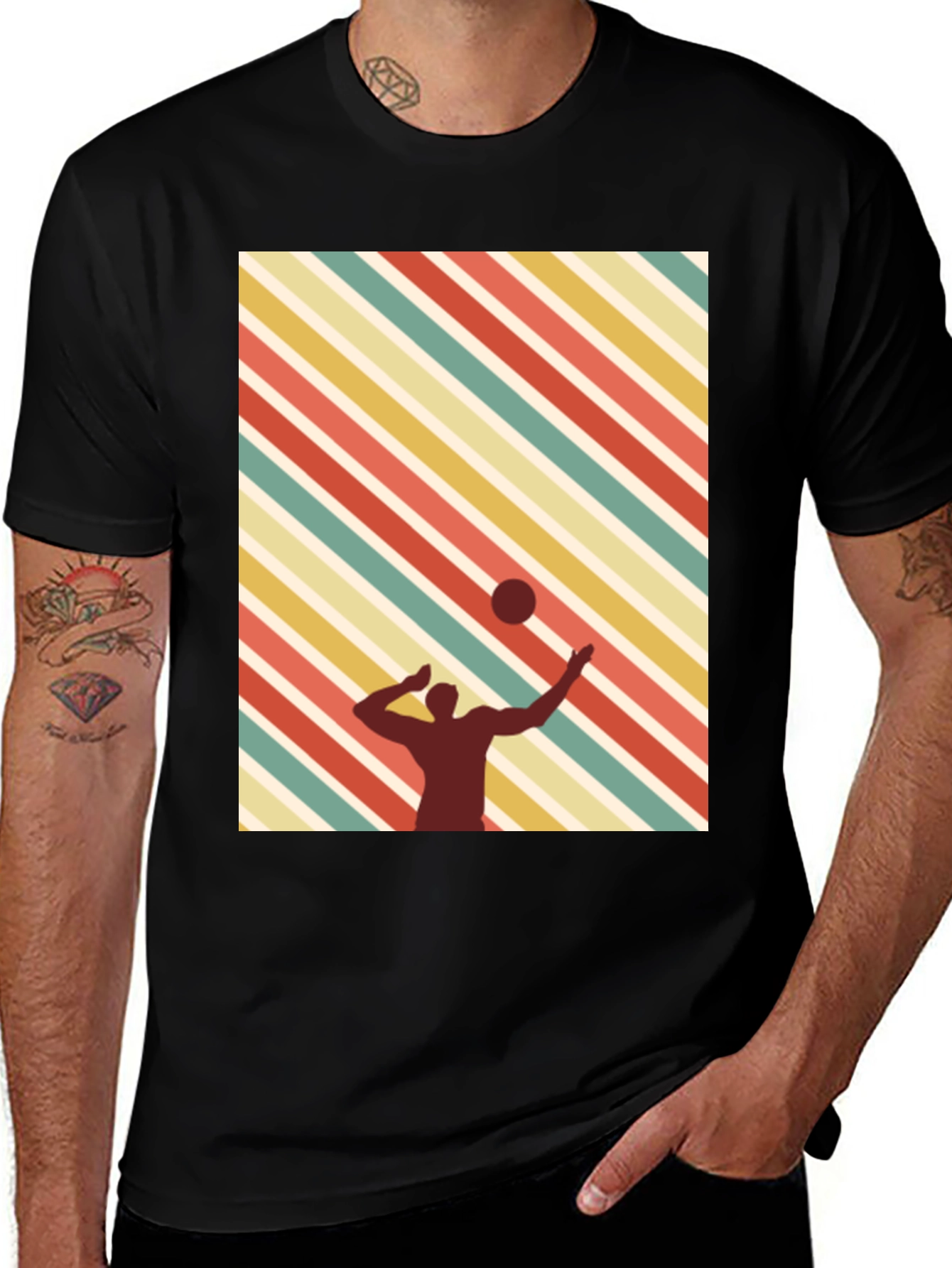 Variant 13 of Retro Volleyball Player Graphic T-Shirt