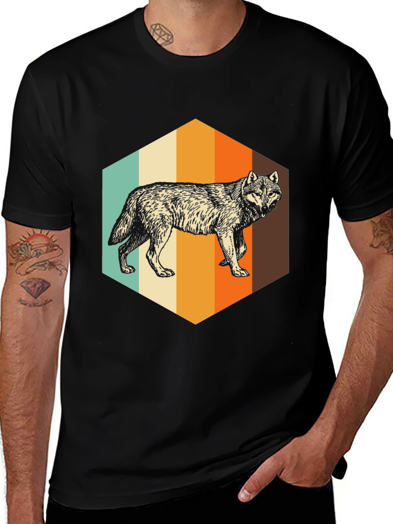 Variant 19 of Retro Wolf Graphic Tee - Unisex