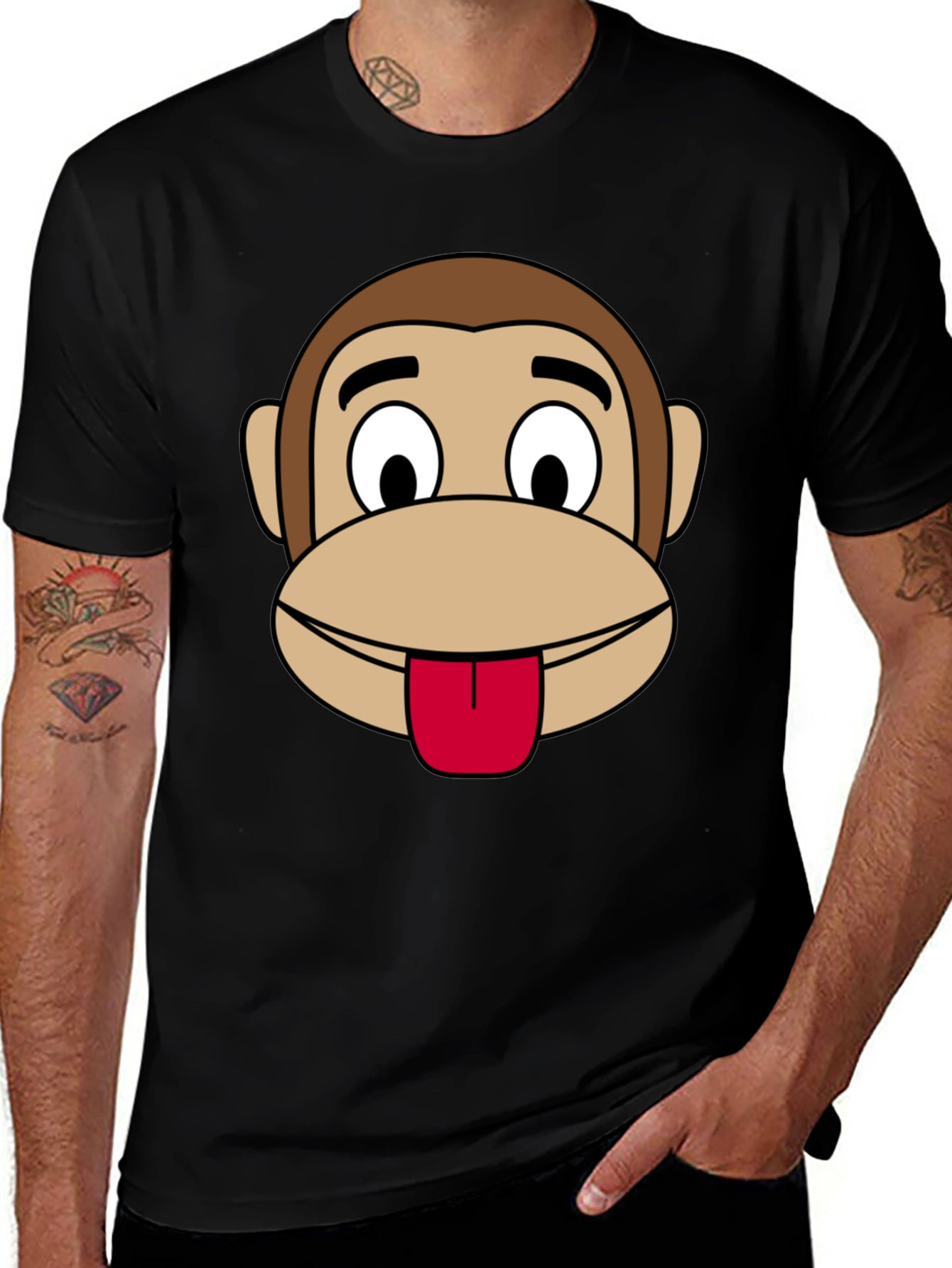 Variant 8 of Funny Monkey Graphic Black T-Shirt