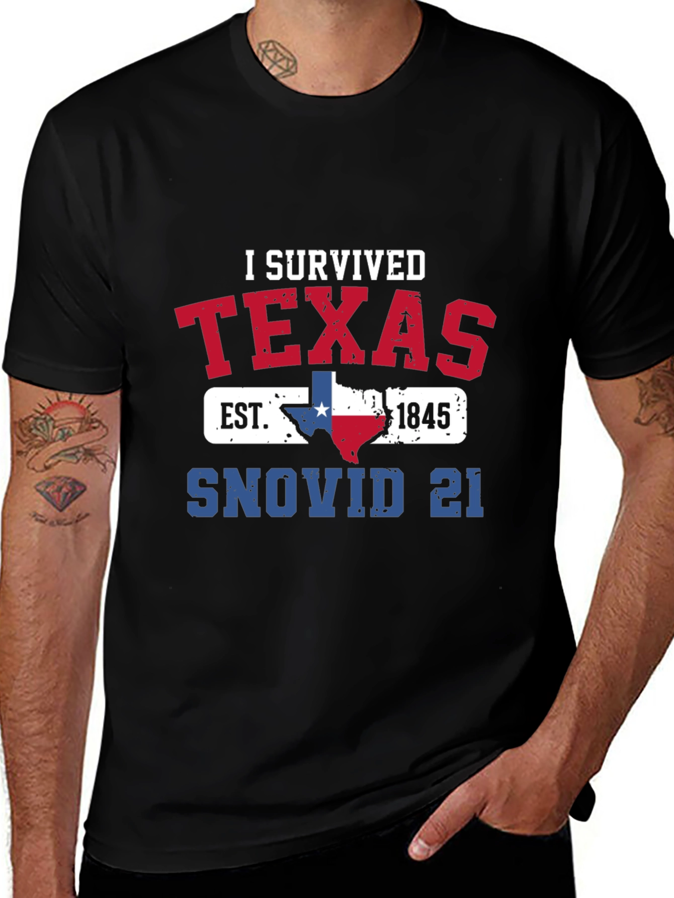 I Survived Texas Snovid 21 Black T-Shirt