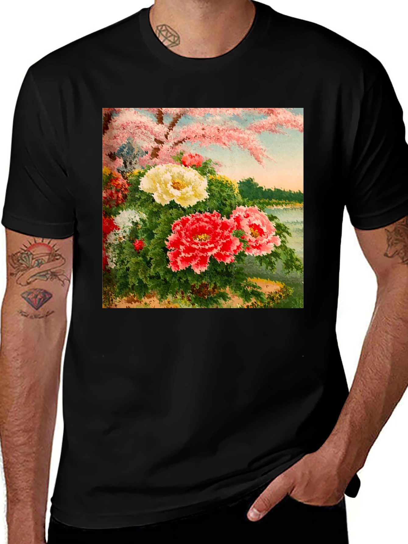 Variant 11 of Floral Blossom Art Black Tee