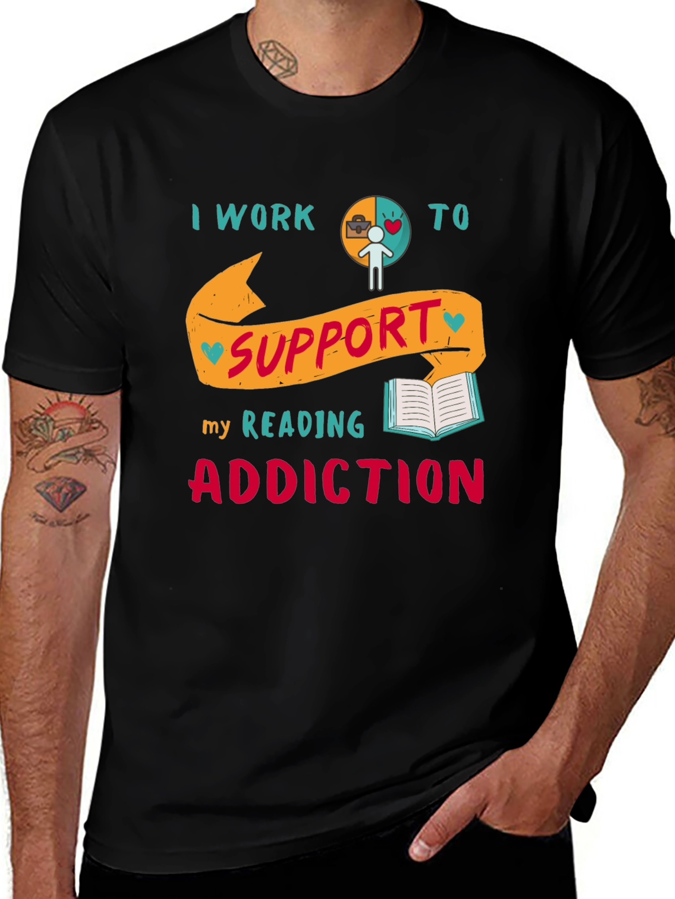 Variant 15 of I Work to Support My Reading Addiction T-Shirt