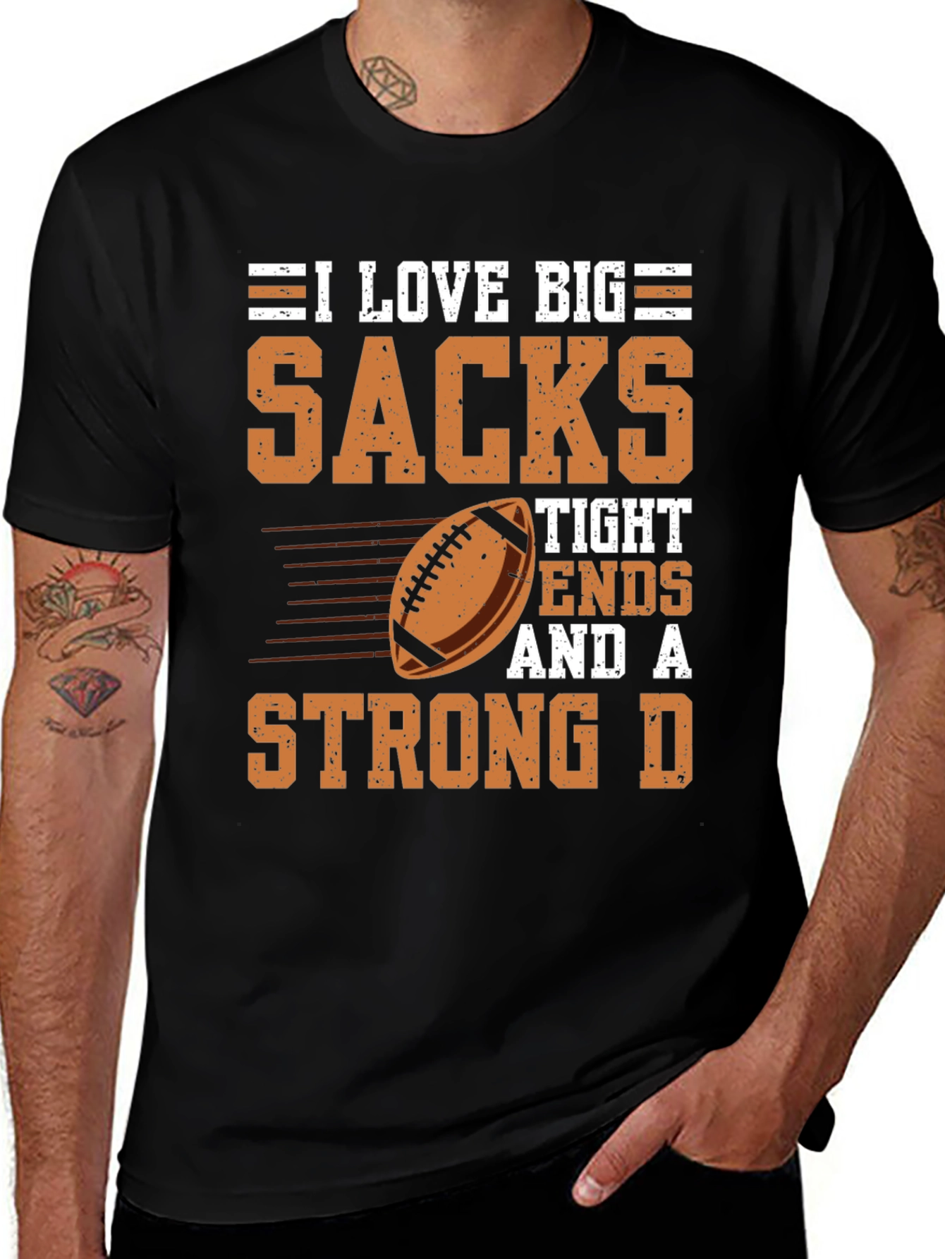 Variant 4 of I Love Big Sacks Football Graphic T-Shirt