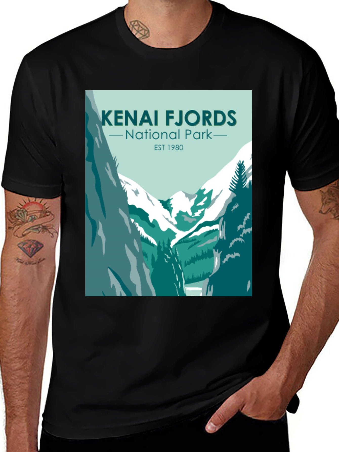 Variant 4 of Kenai Fjords National Park T-Shirt - Black