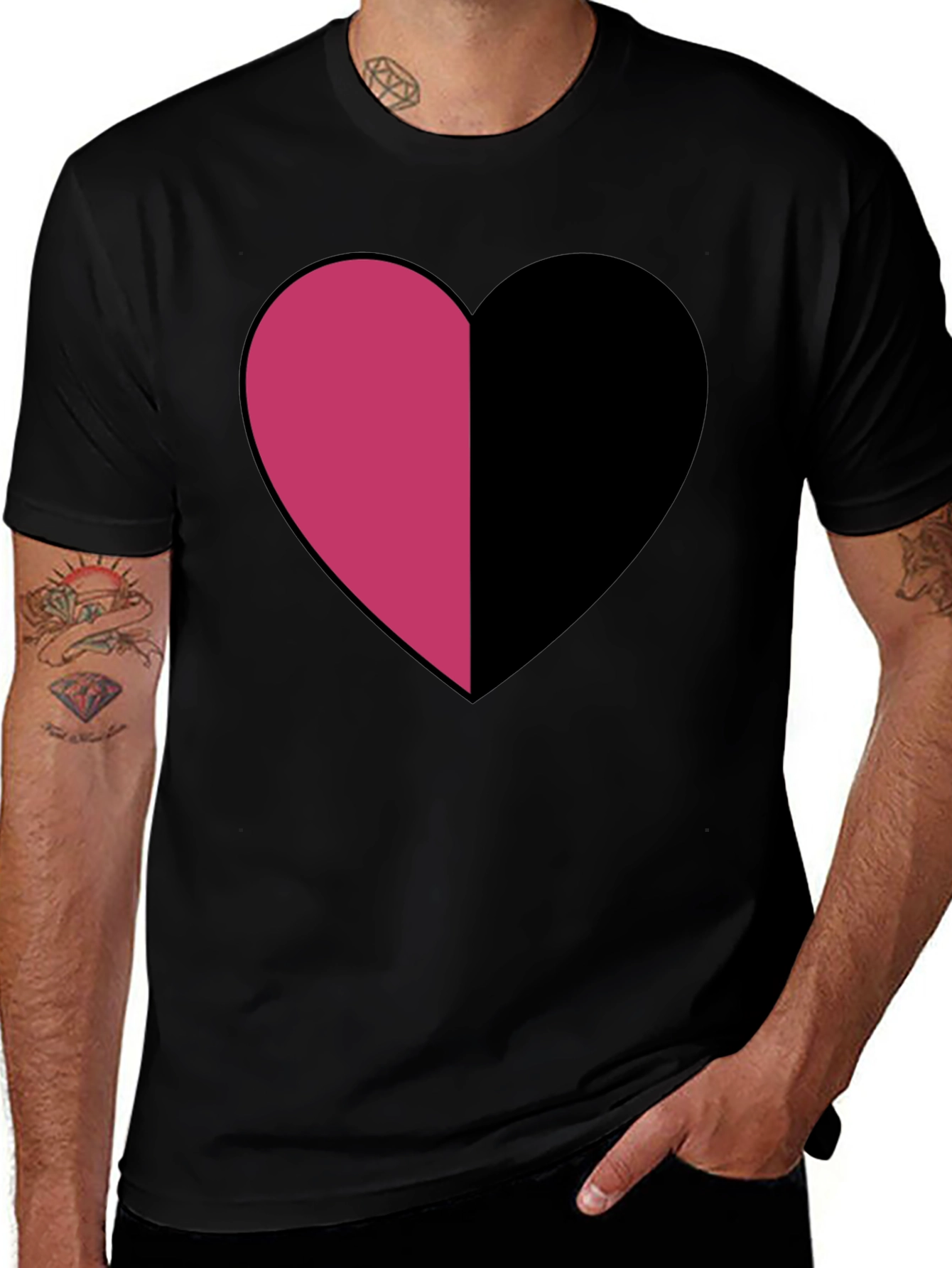 Variant 9 of Two-Tone Heart Graphic Tee - Modern Casual Style