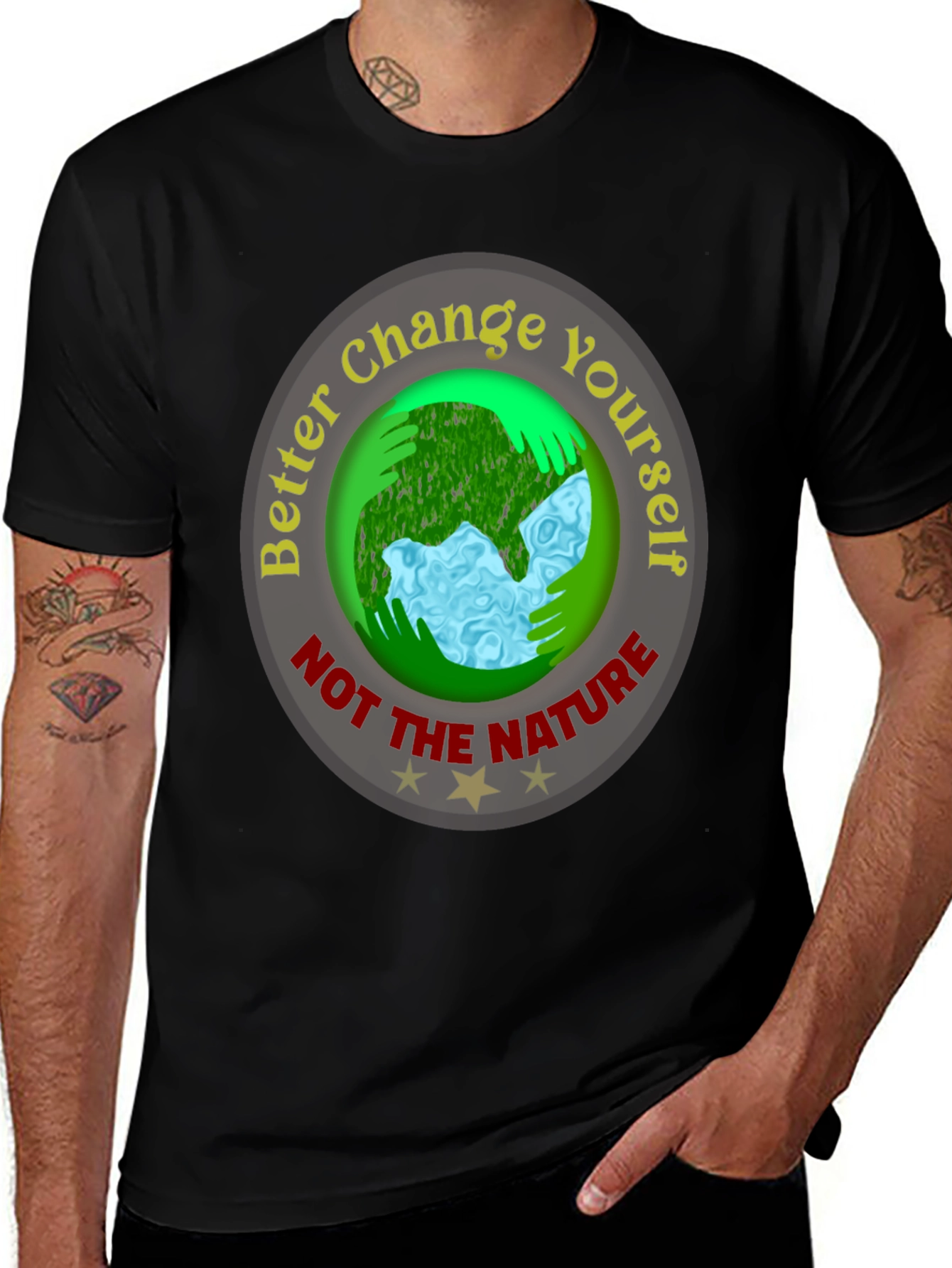 Variant 30 of Eco-Friendly Slogan T-Shirt: Change Yourself, Not The Nature