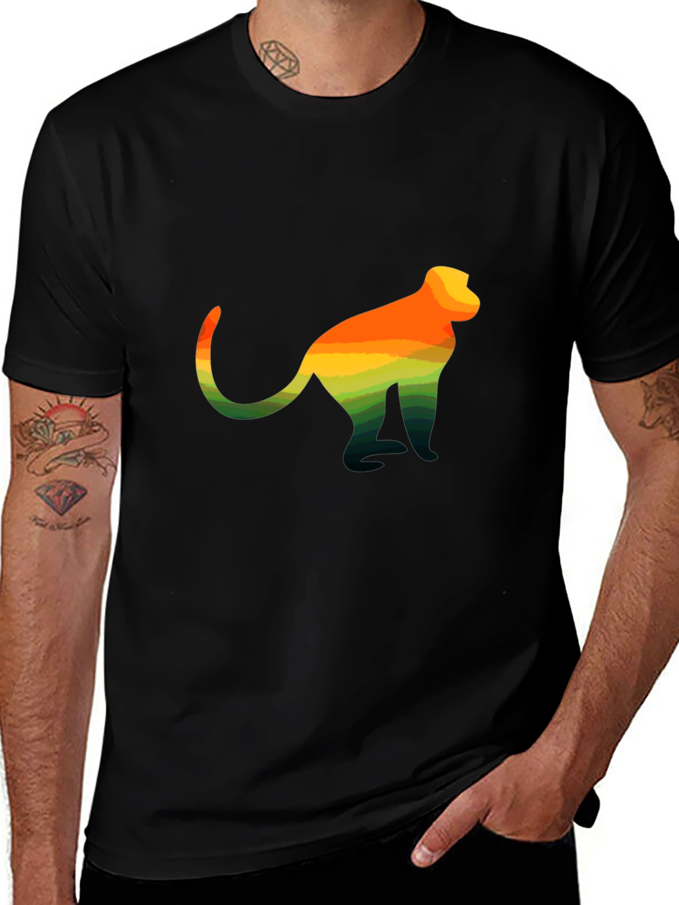 Monkey Silhouette Graphic Tee - Sunset Colors