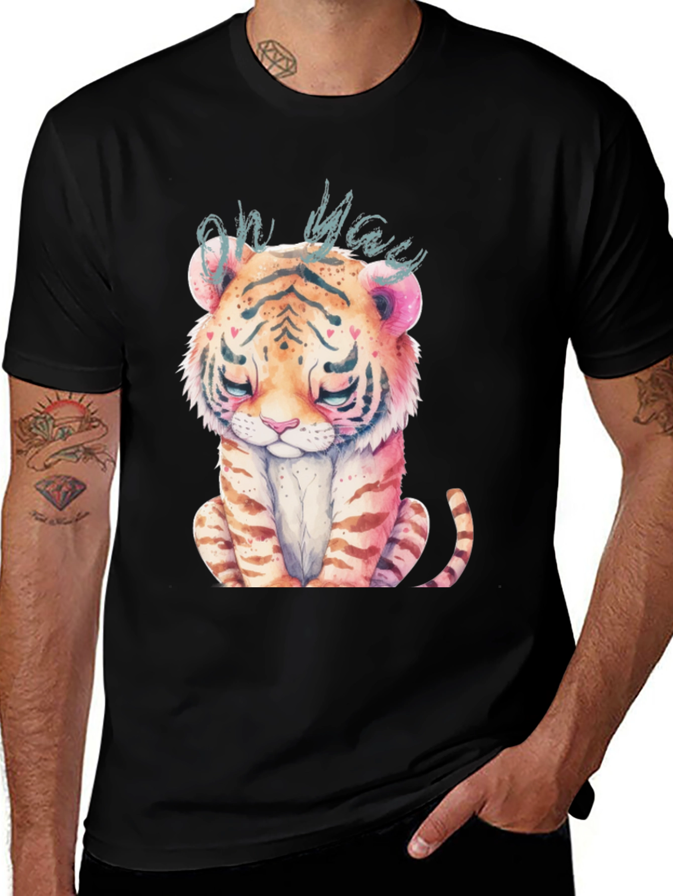 Variant 10 of Cute Tiger Graphic T-Shirt - Unisex Black Tee