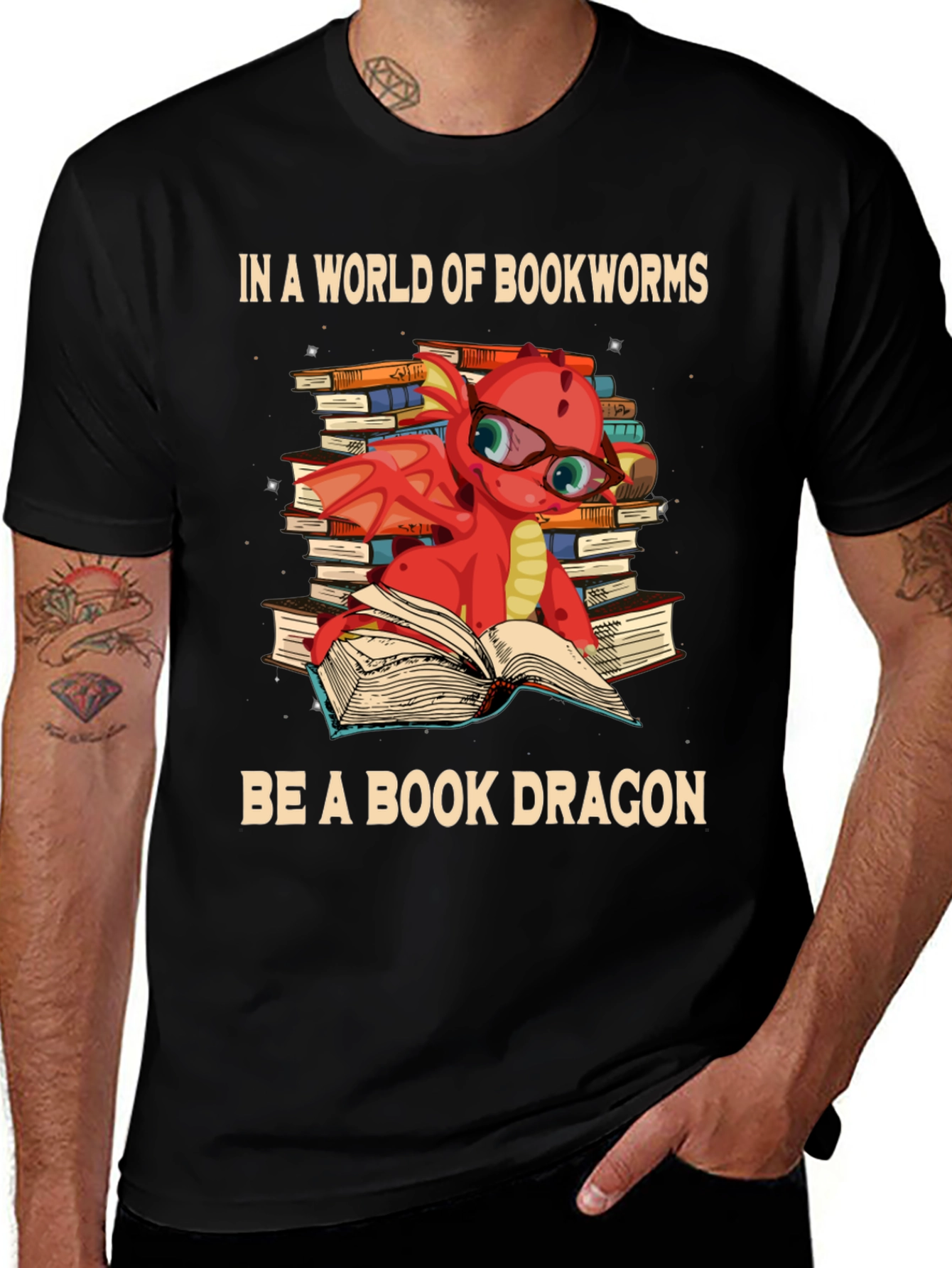 Book Dragon Graphic Tee - Bookworm T-Shirt