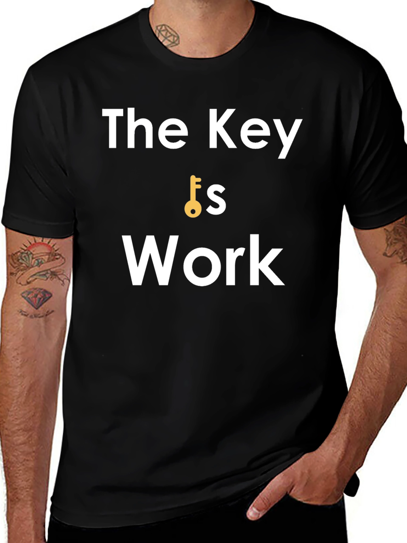 Variant 15 of The Key is Work - Motivational Black T-Shirt