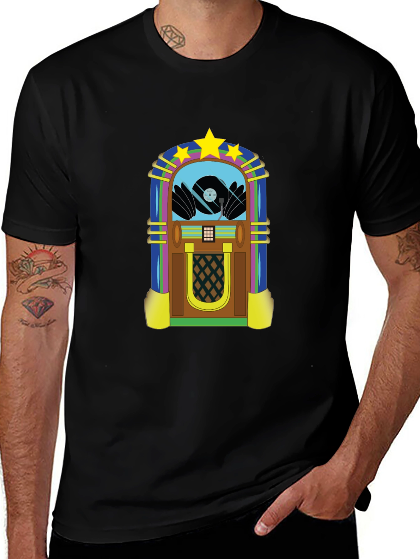 Variant 7 of Retro Jukebox Graphic Tee - Cool Music Lover Shirt