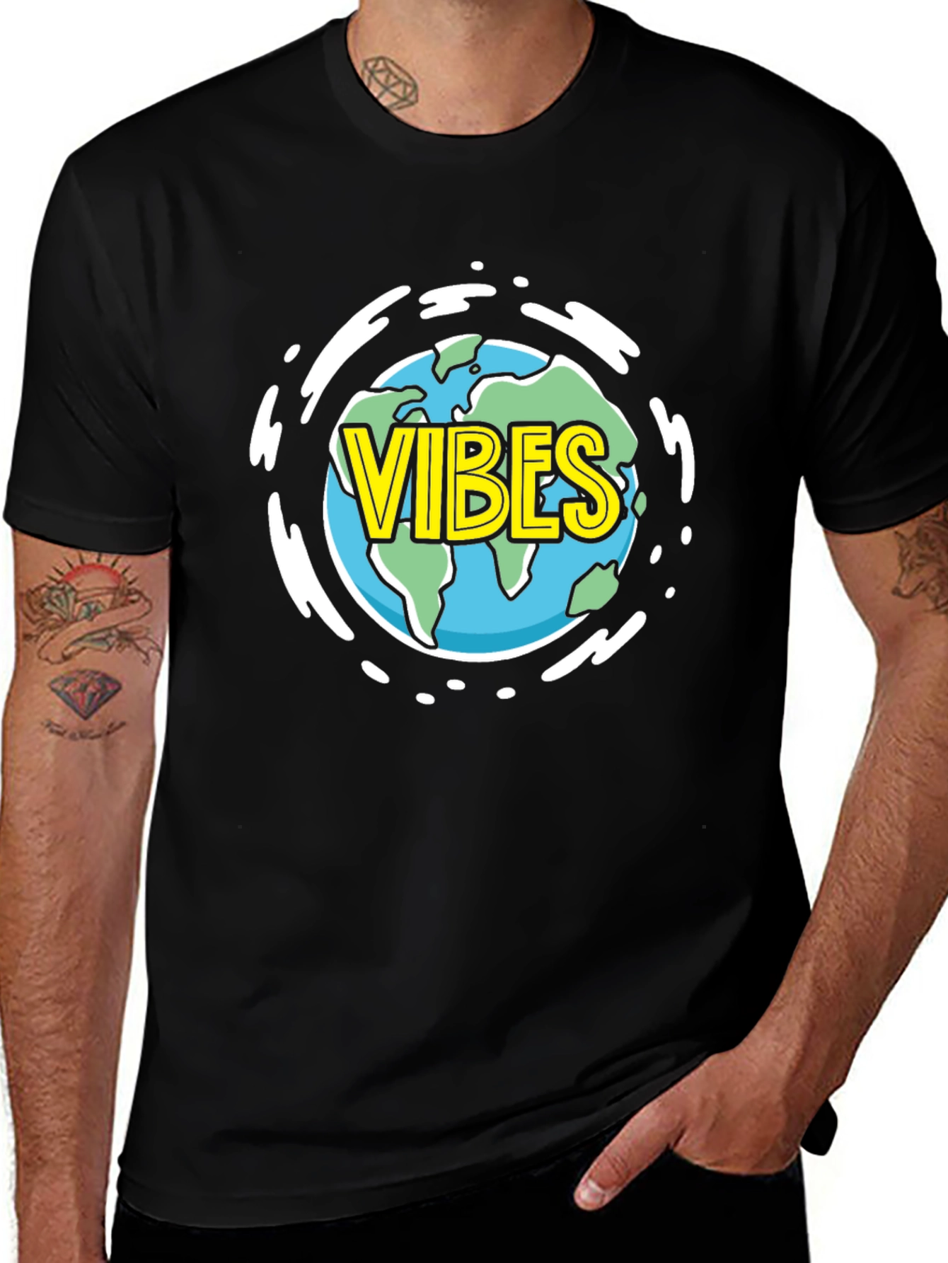 Variant 29 of Vibes Earth Graphic T-Shirt - Black