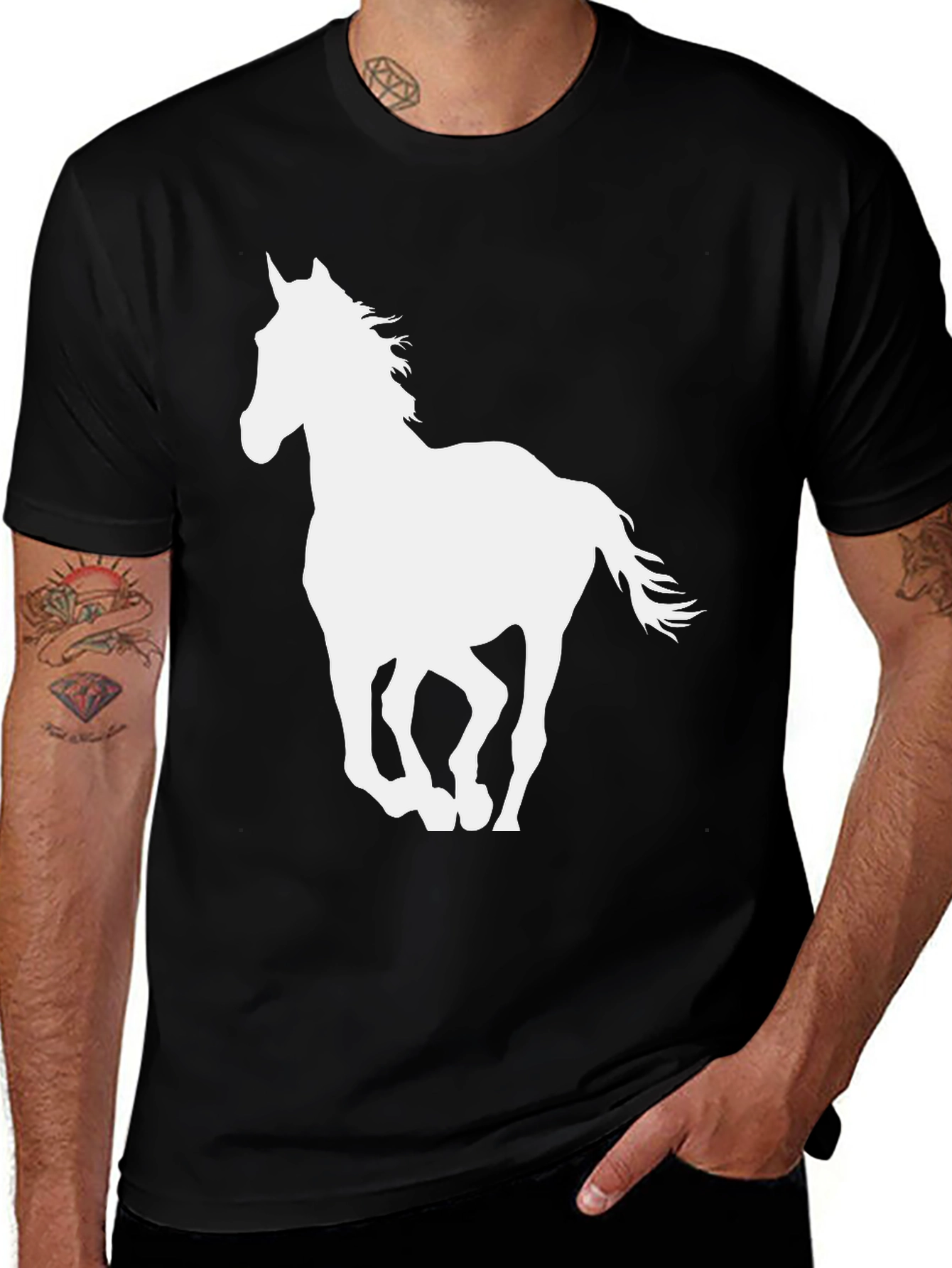 Variant 21 of Horse Graphic Tee - Stylish Black T-Shirt for Men
