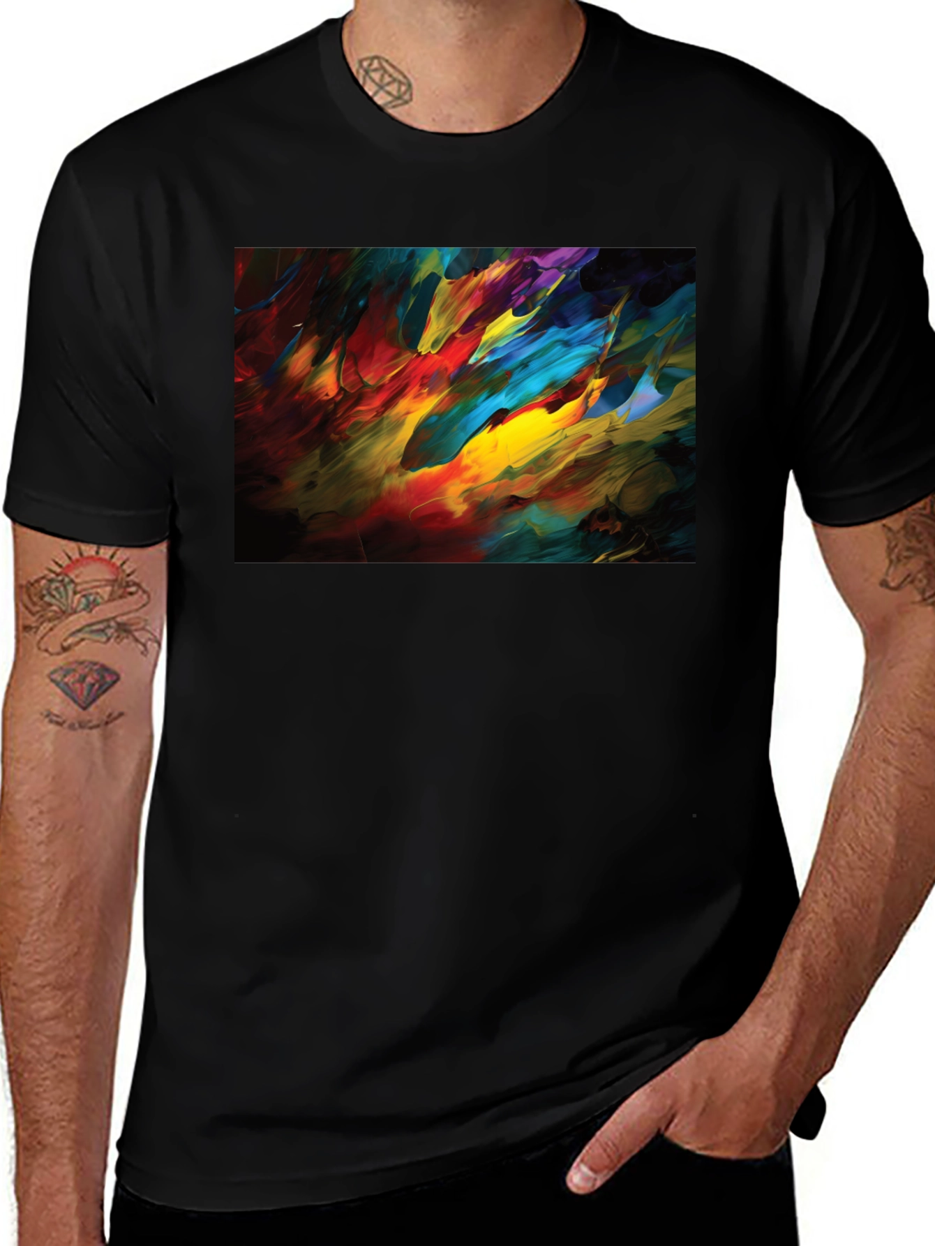 Variant 13 of Abstract Art Black T-Shirt - Vibrant Colors