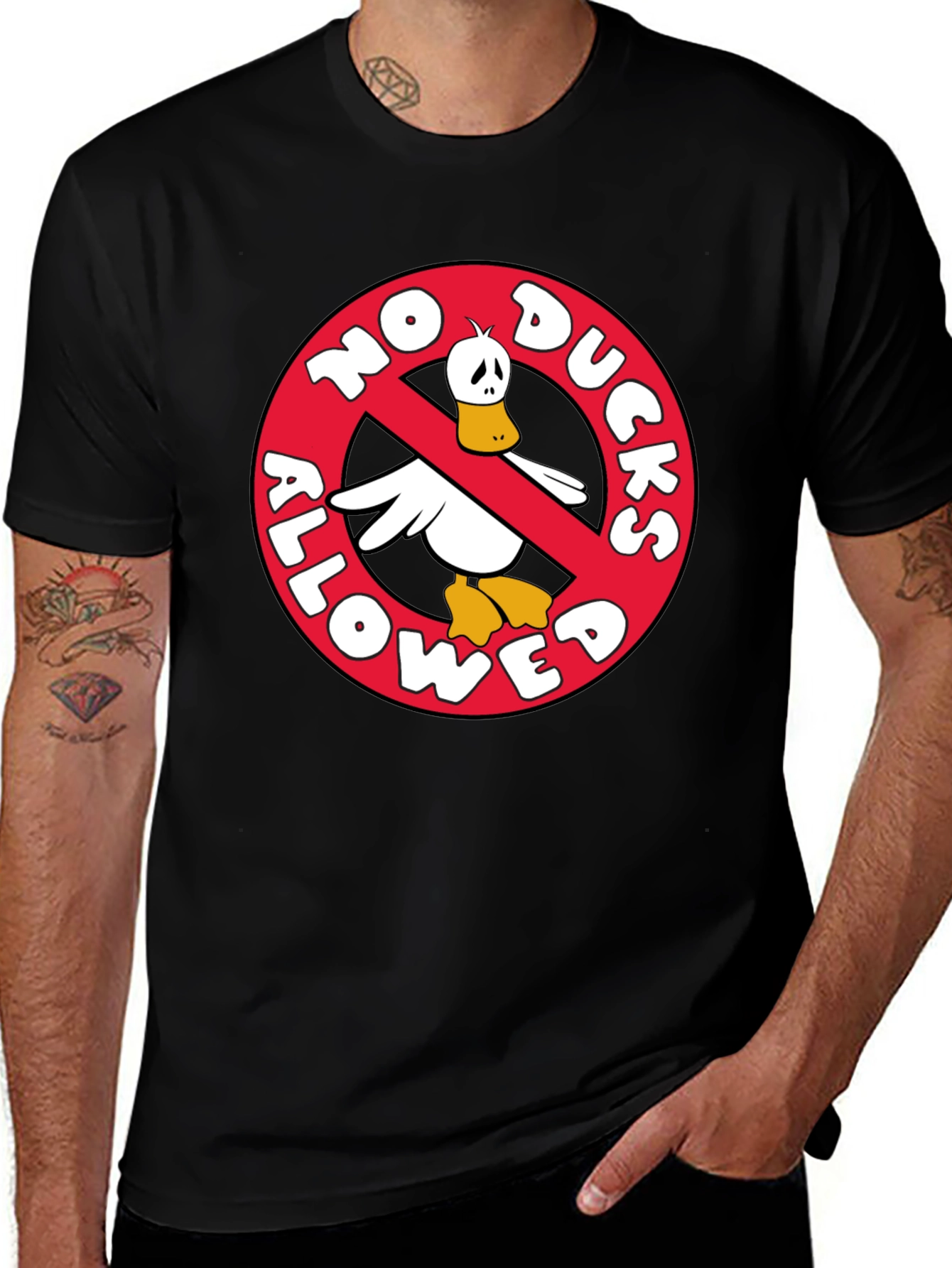 Variant 27 of No Ducks Allowed T-Shirt Funny Cartoon Tee