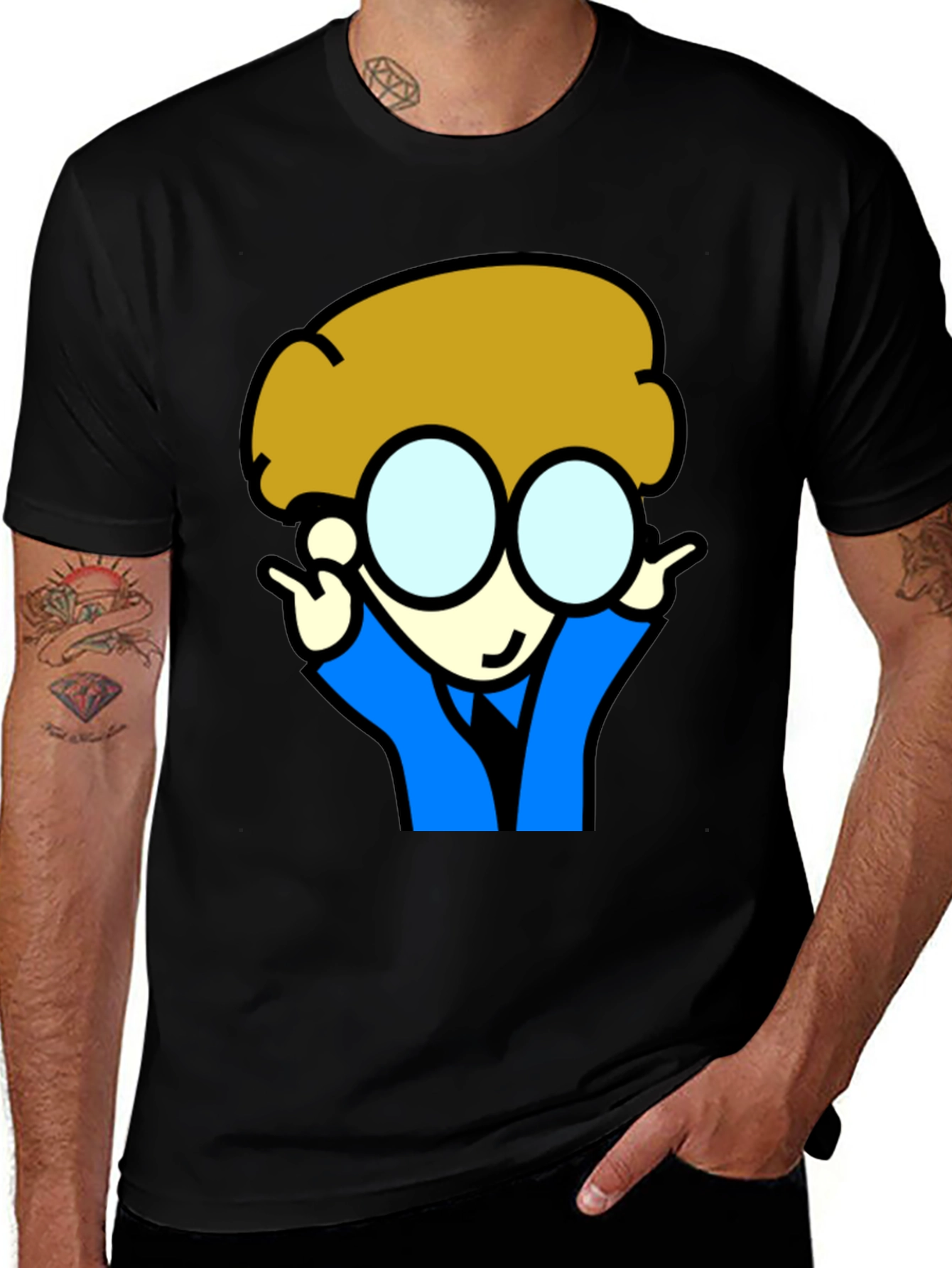 Variant 4 of Cartoon Character T-Shirt - Black