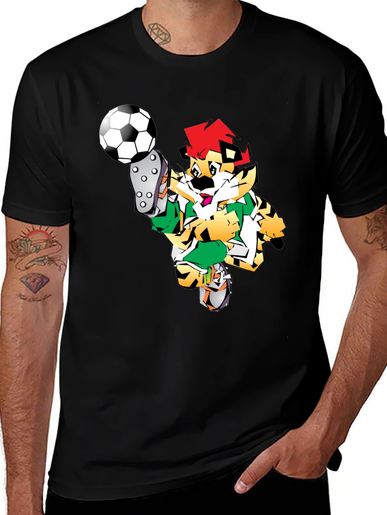 Variant 3 of Cartoon Tiger Soccer T-Shirt - Fun Graphic Tee