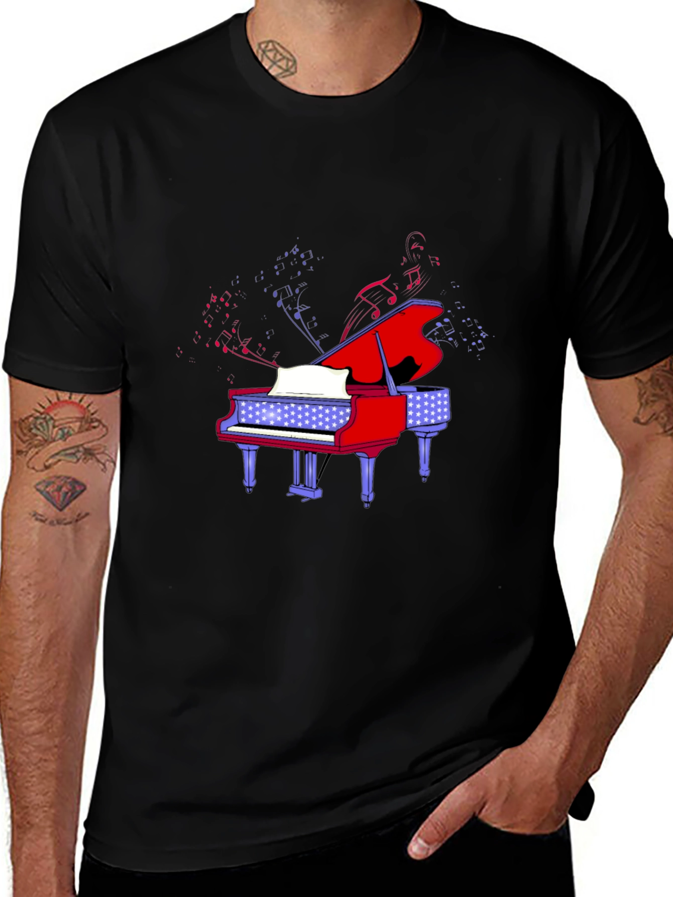 Variant 25 of Piano Music Graphic Tee - Black