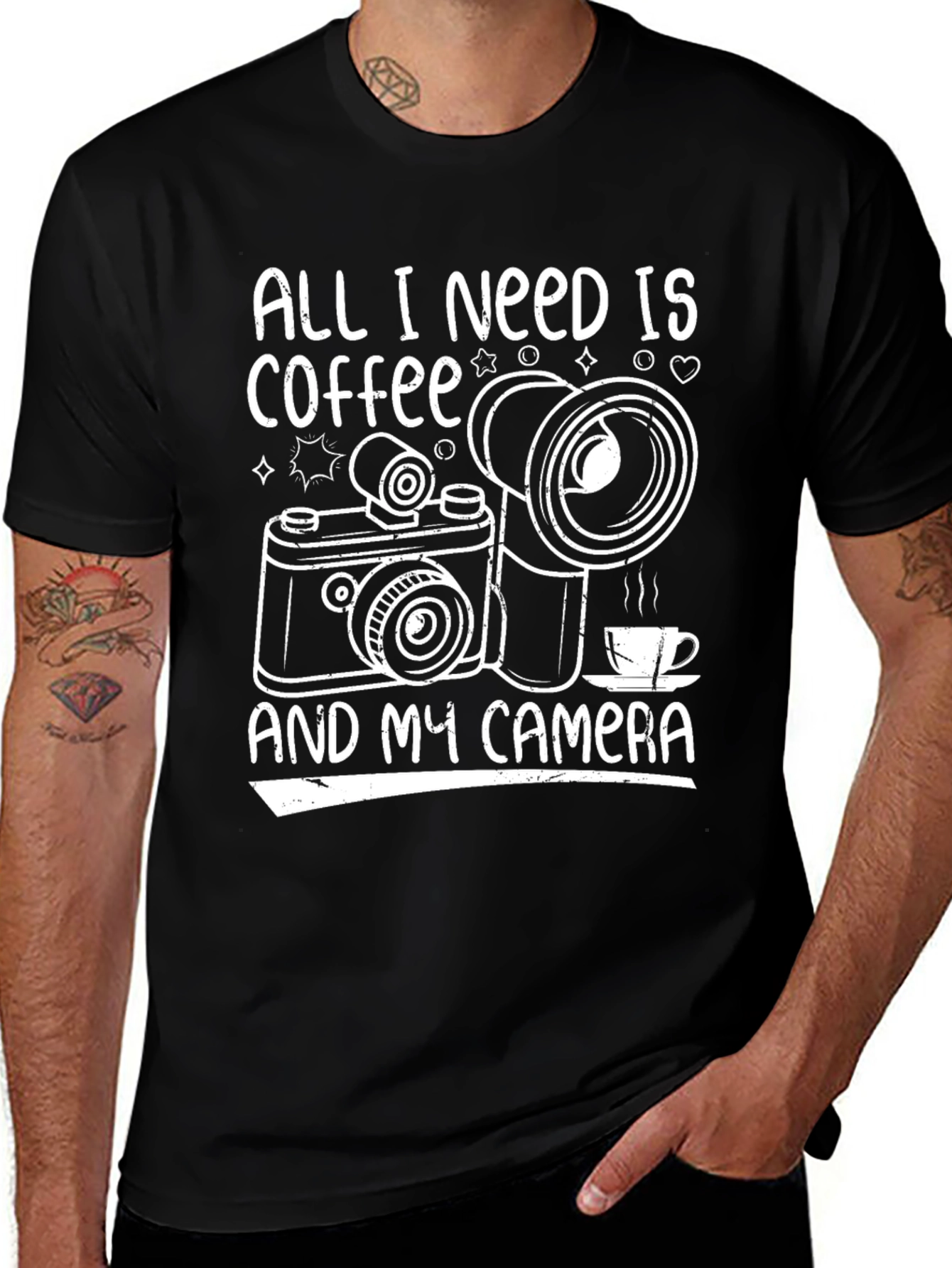 Variant 17 of Coffee and Camera Graphic T-Shirt - Photography Lover's Tee