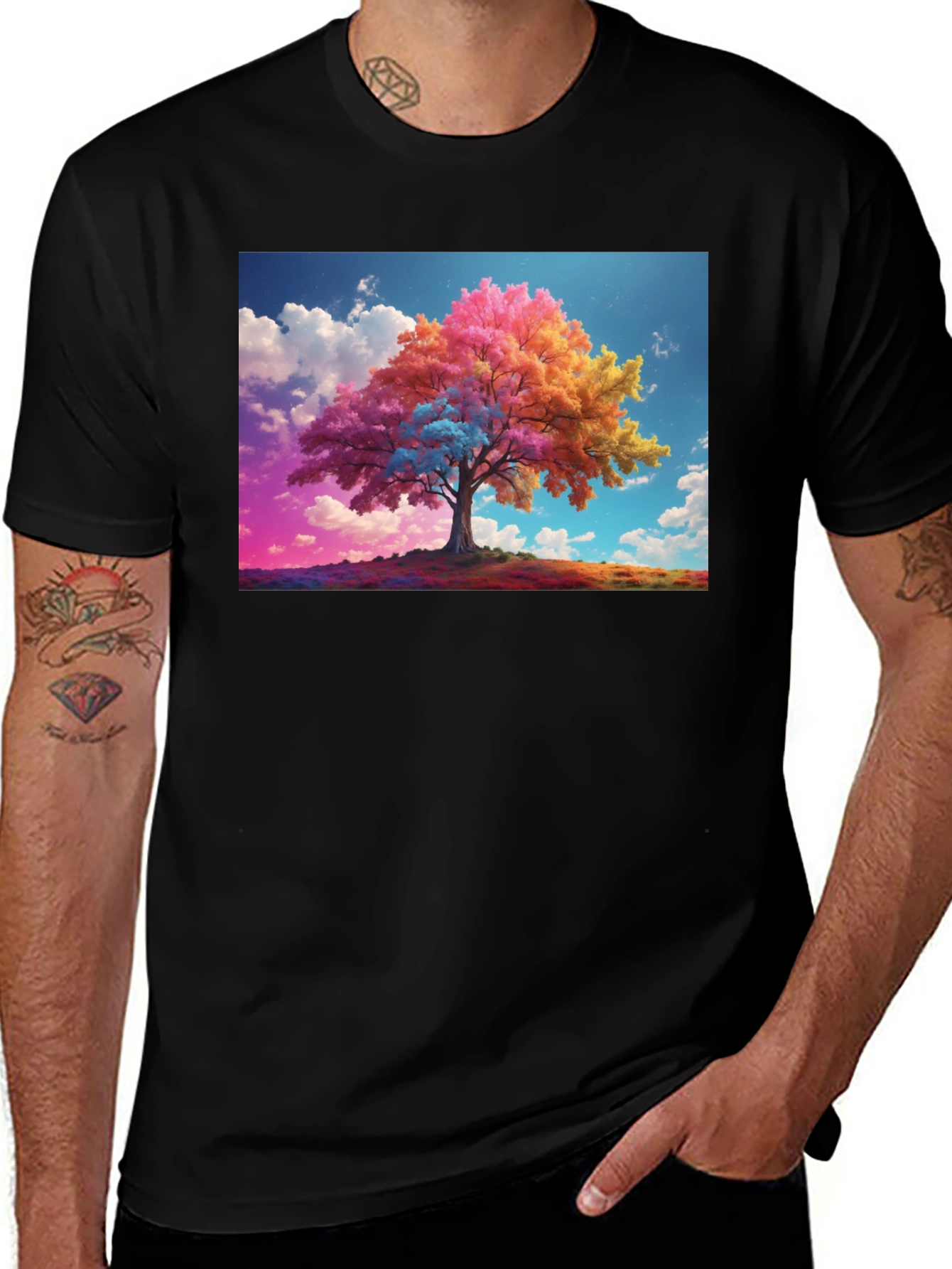 Variant 16 of Colorful Tree Graphic Tee - Nature Art T-Shirt