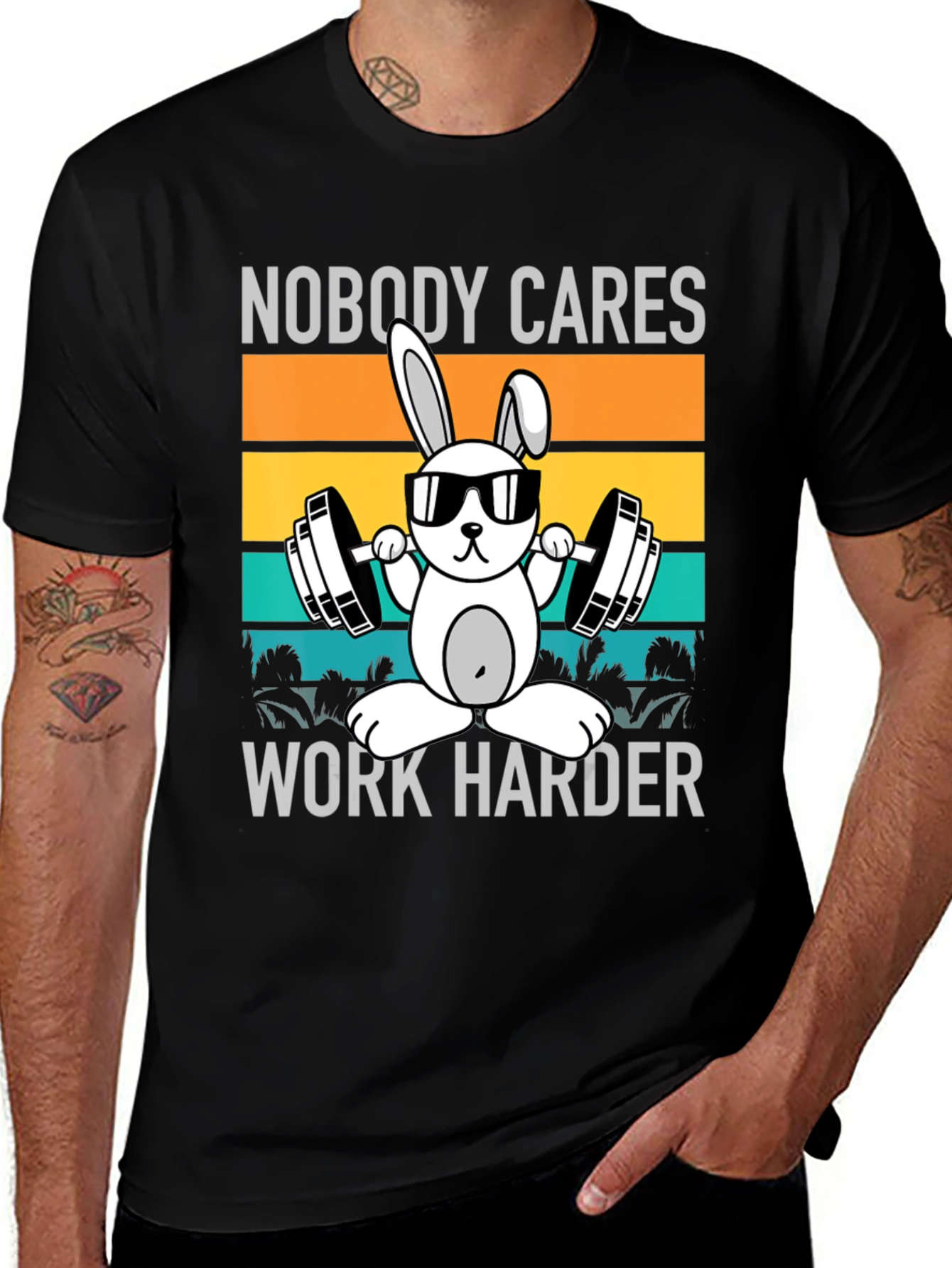 Variant 14 of Funny Gym Bunny Graphic T-Shirt