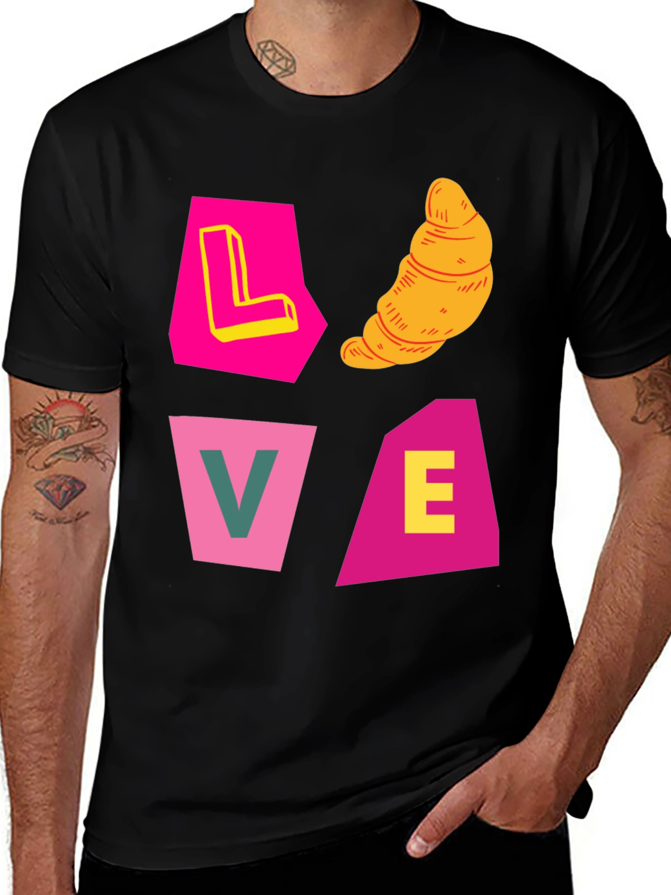 Variant 16 of Love Croissant Black T-Shirt