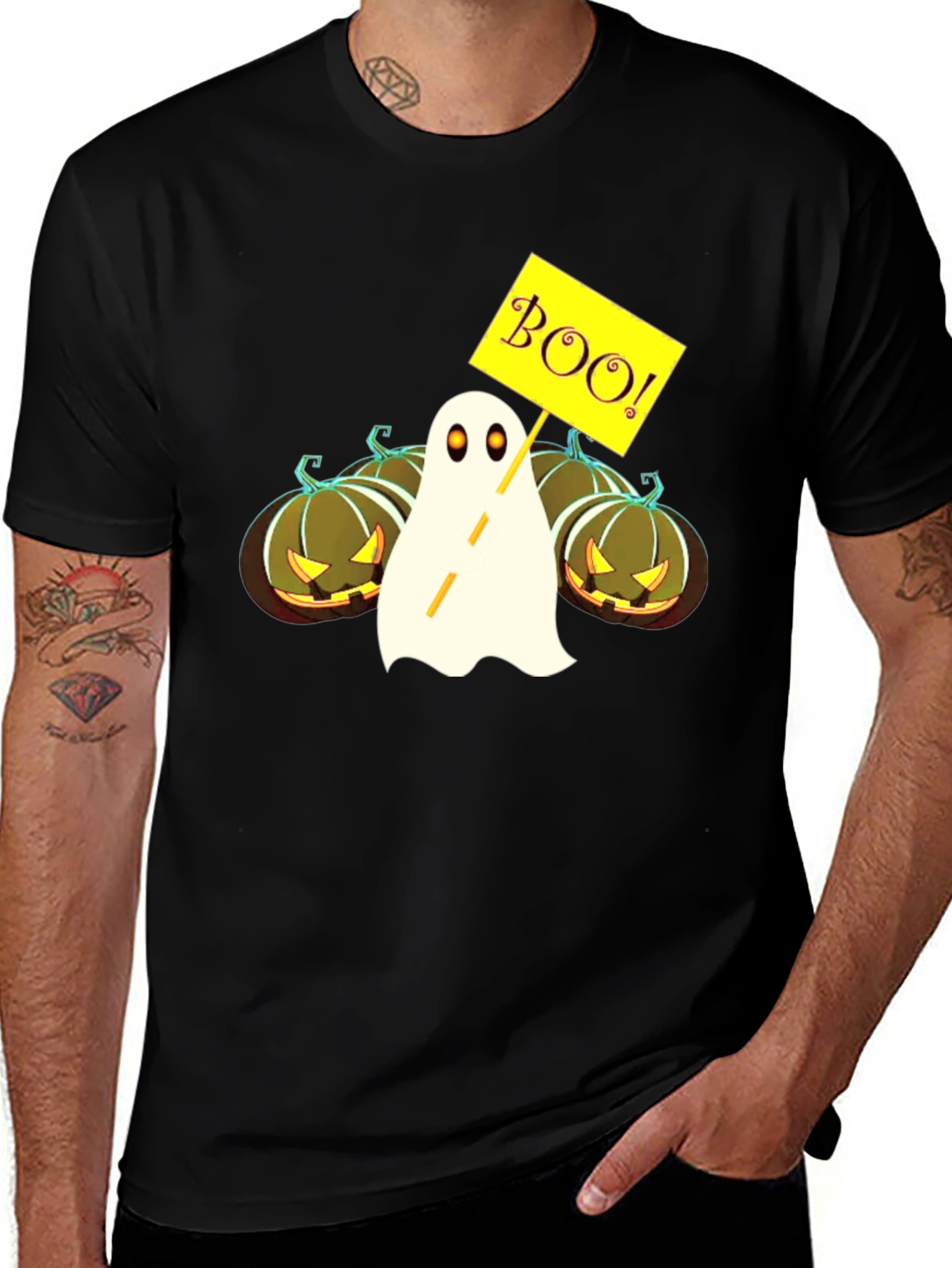 Halloween Ghost & Pumpkin Graphic Tee