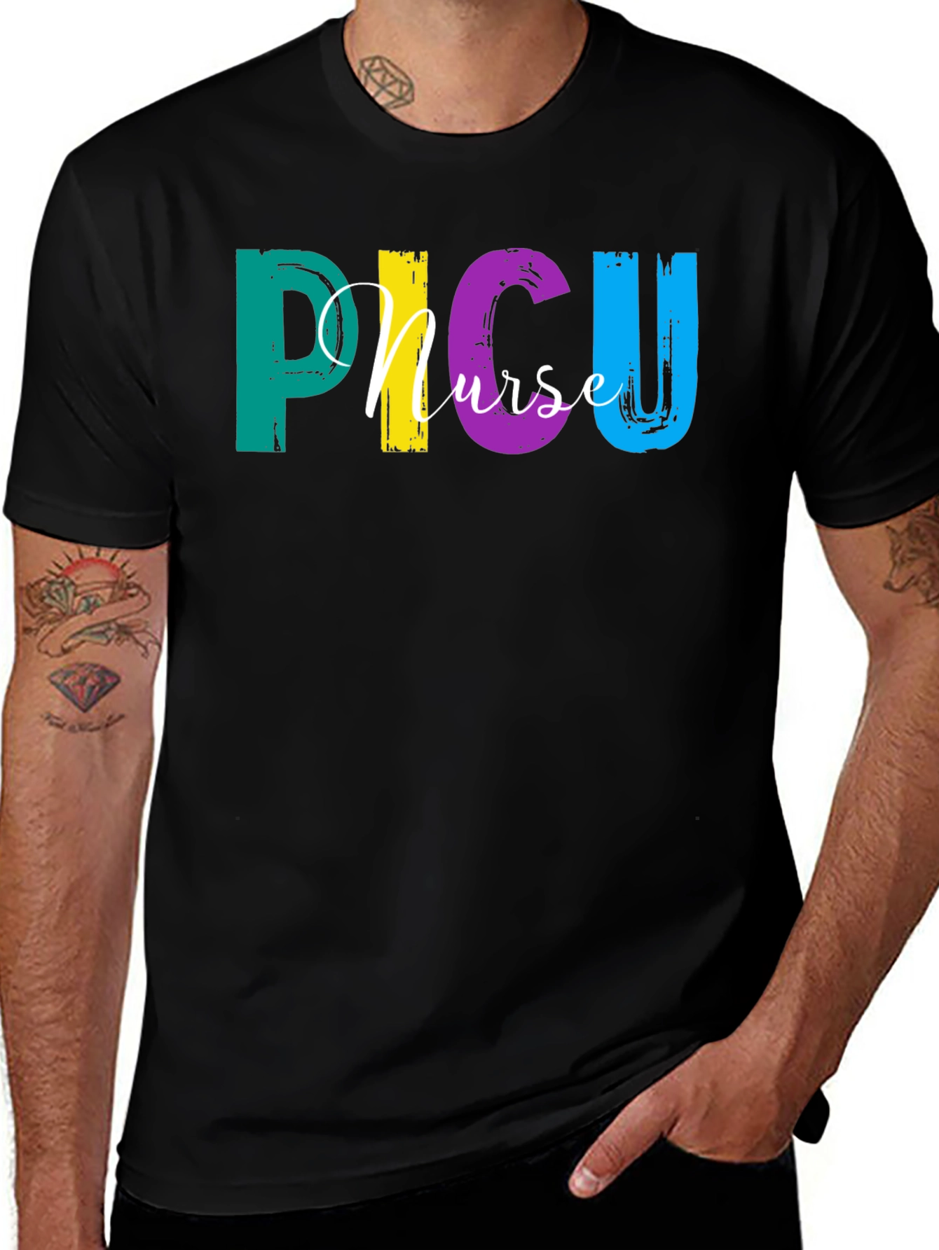 PICU Nurse Colorful Graphic T-Shirt