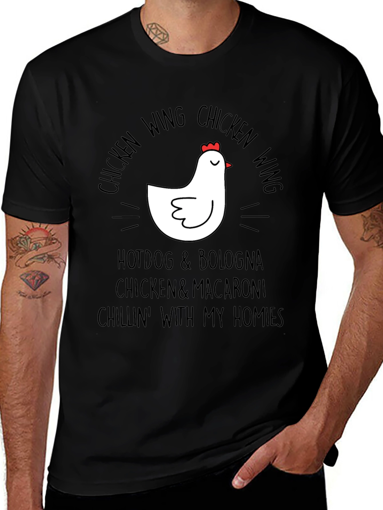 Variant 16 of Chicken Wing Foodie T-Shirt - Black