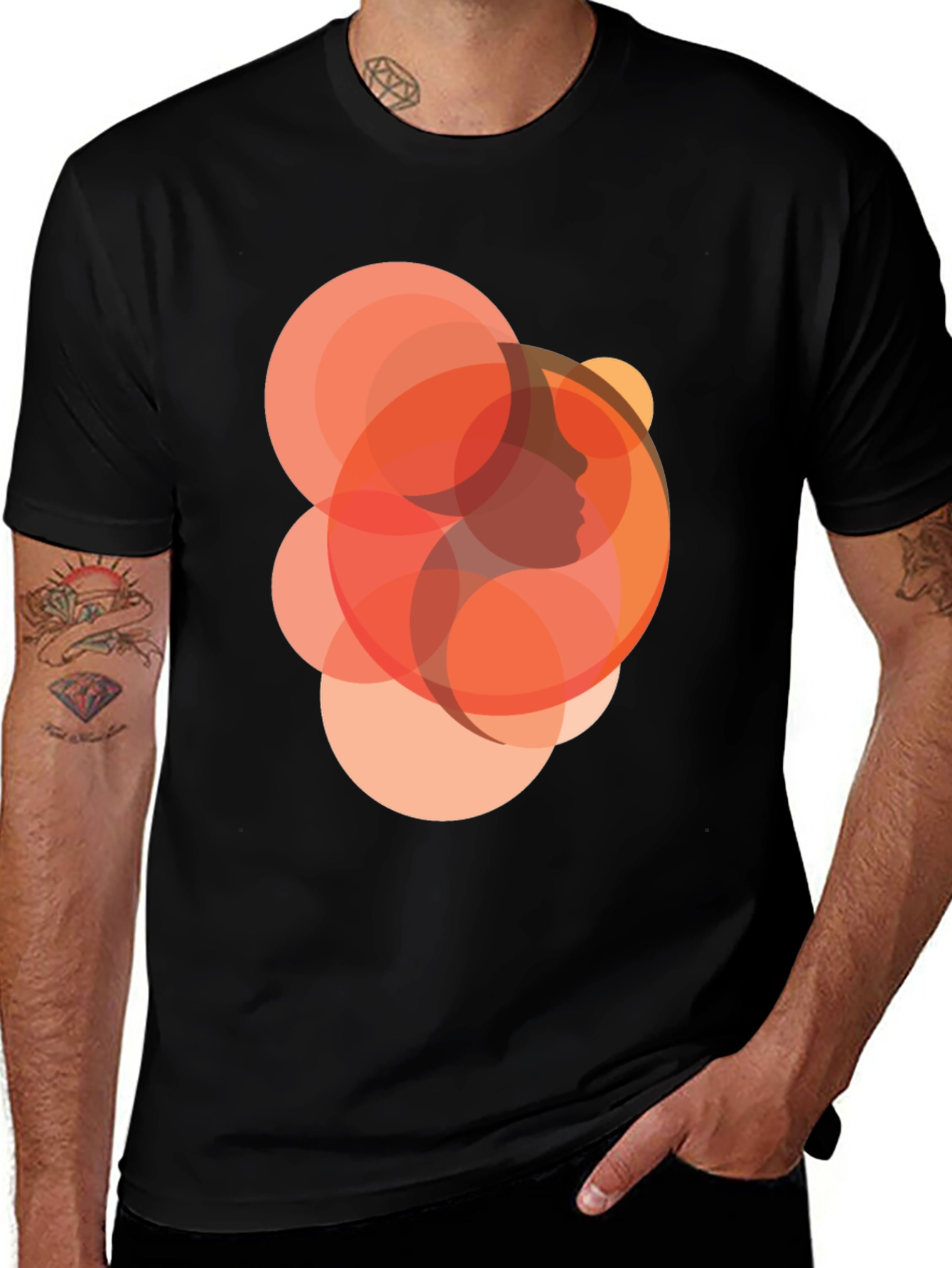 Variant 11 of Abstract Woman Graphic Tee - Stylish Black T-Shirt