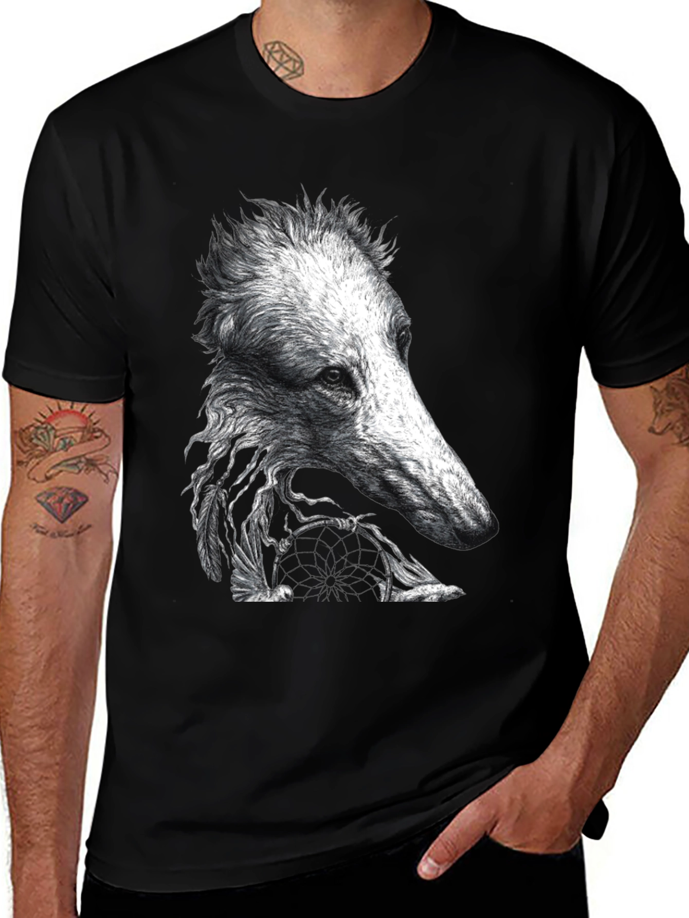 Variant 4 of Unique Dog Design Black T-Shirt