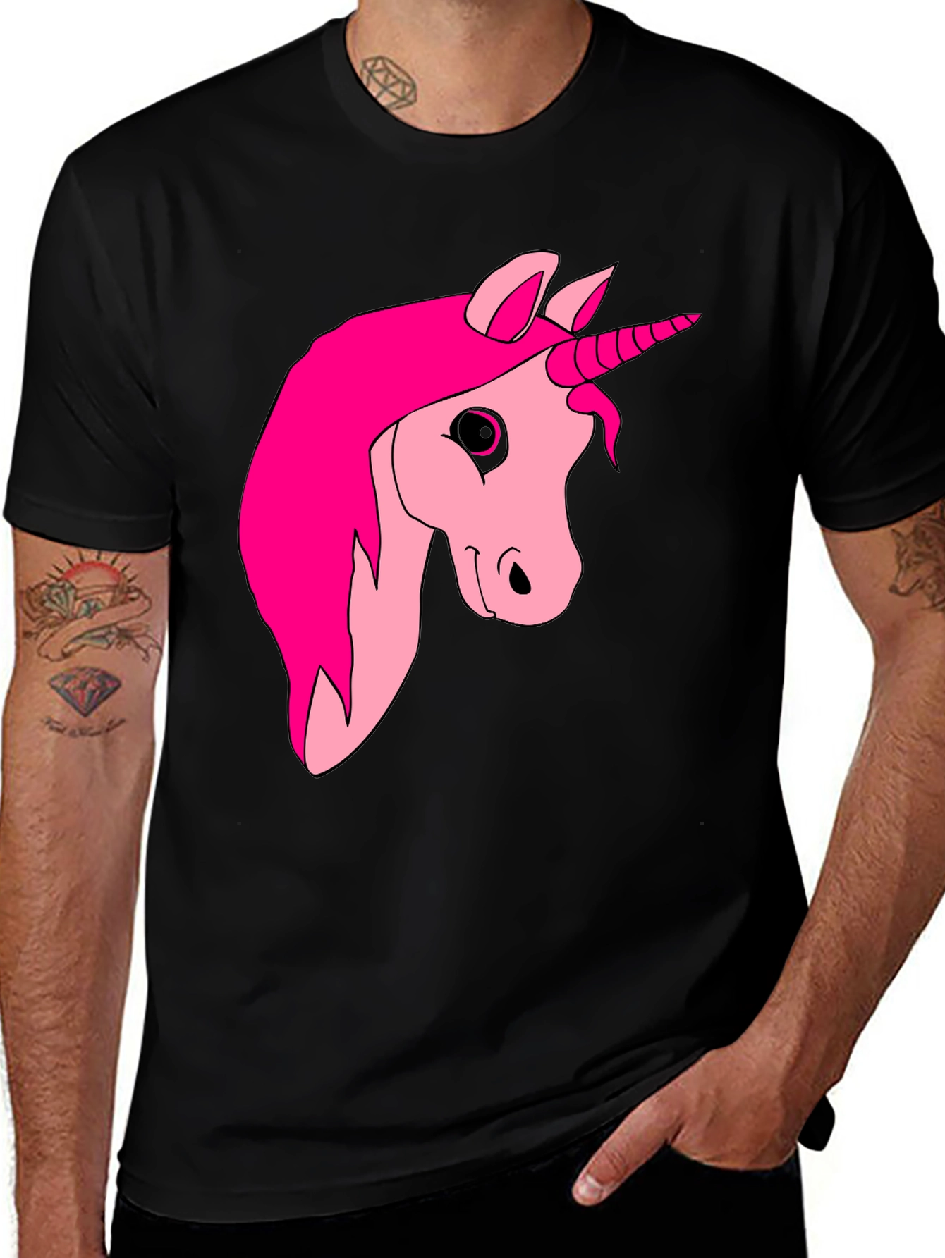 Variant 7 of Unicorn Graphic Tee - Black Cotton Casual T-Shirt