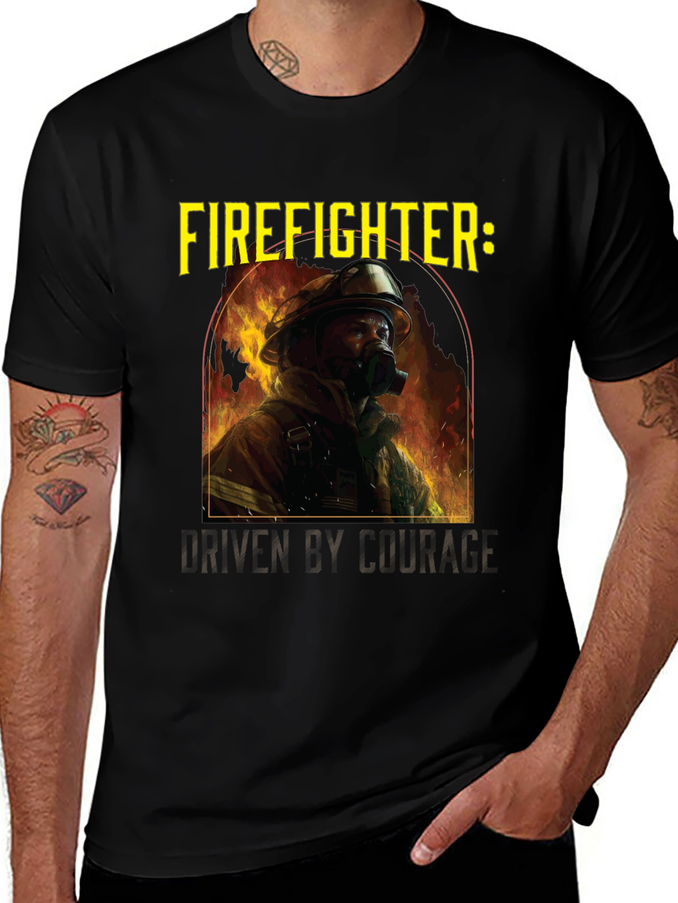 Variant 6 of Firefighter Driven By Courage Black T-Shirt