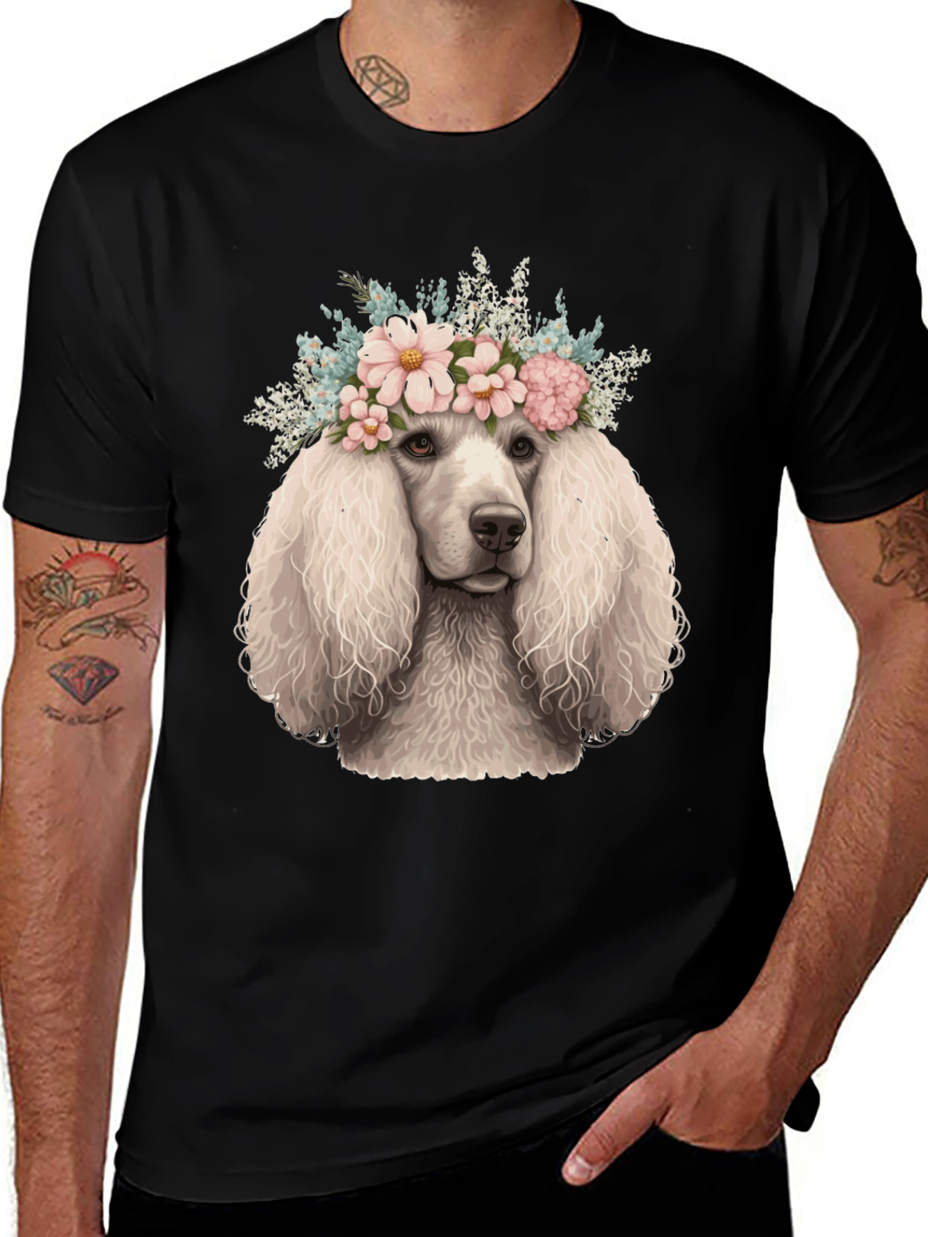 Variant 4 of Poodle Flower Crown T-Shirt - Cute Dog Tee