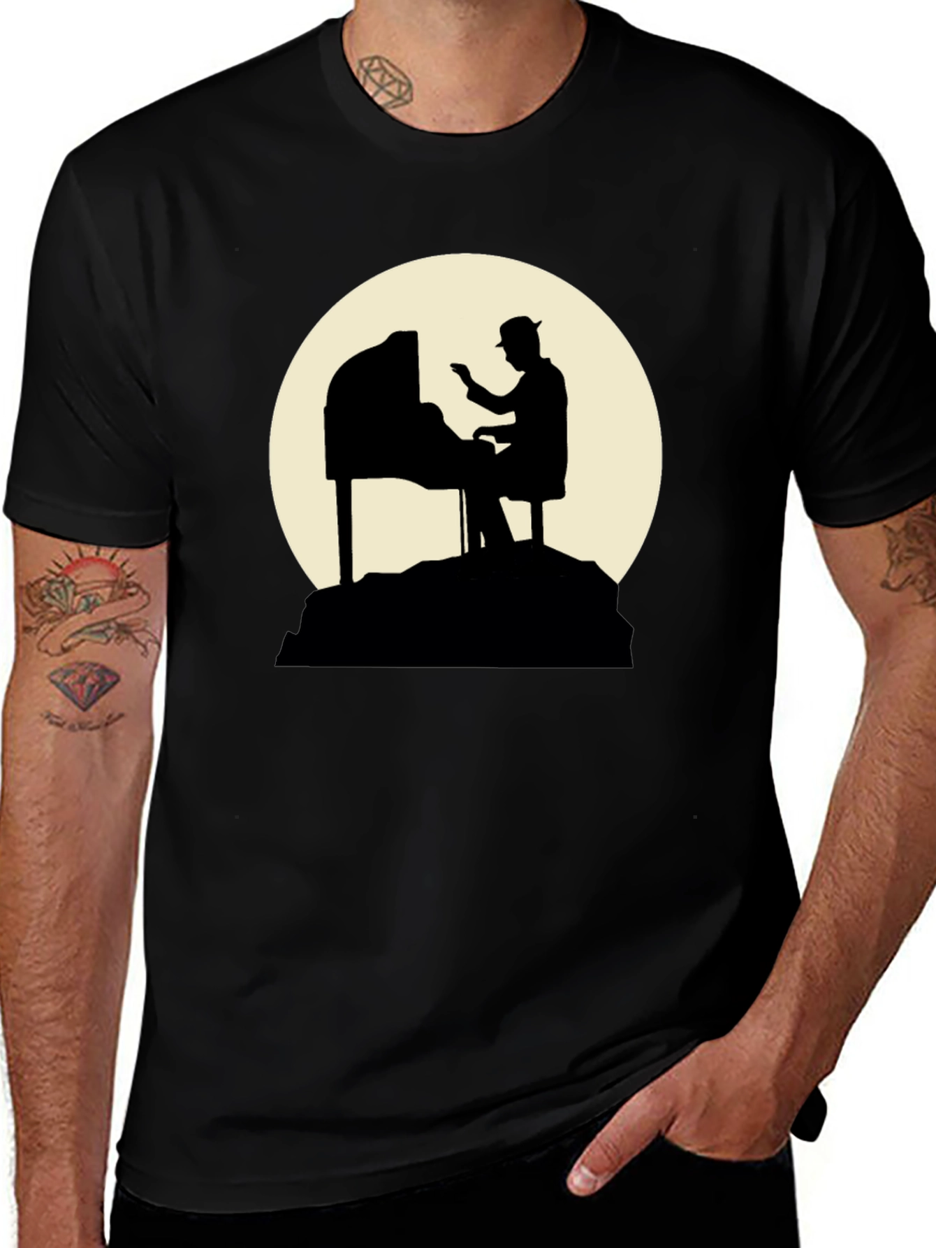 Variant 9 of Piano Player Silhouette Graphic T-Shirt