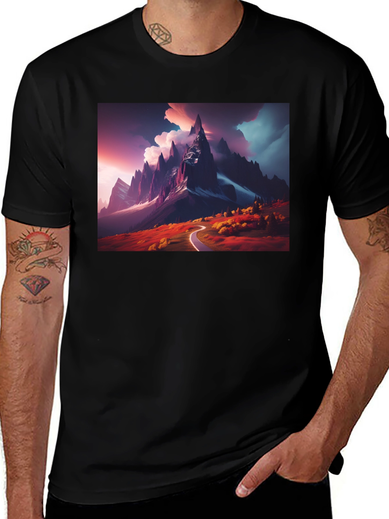 Variant 6 of Mountain Vista Graphic Tee - Black