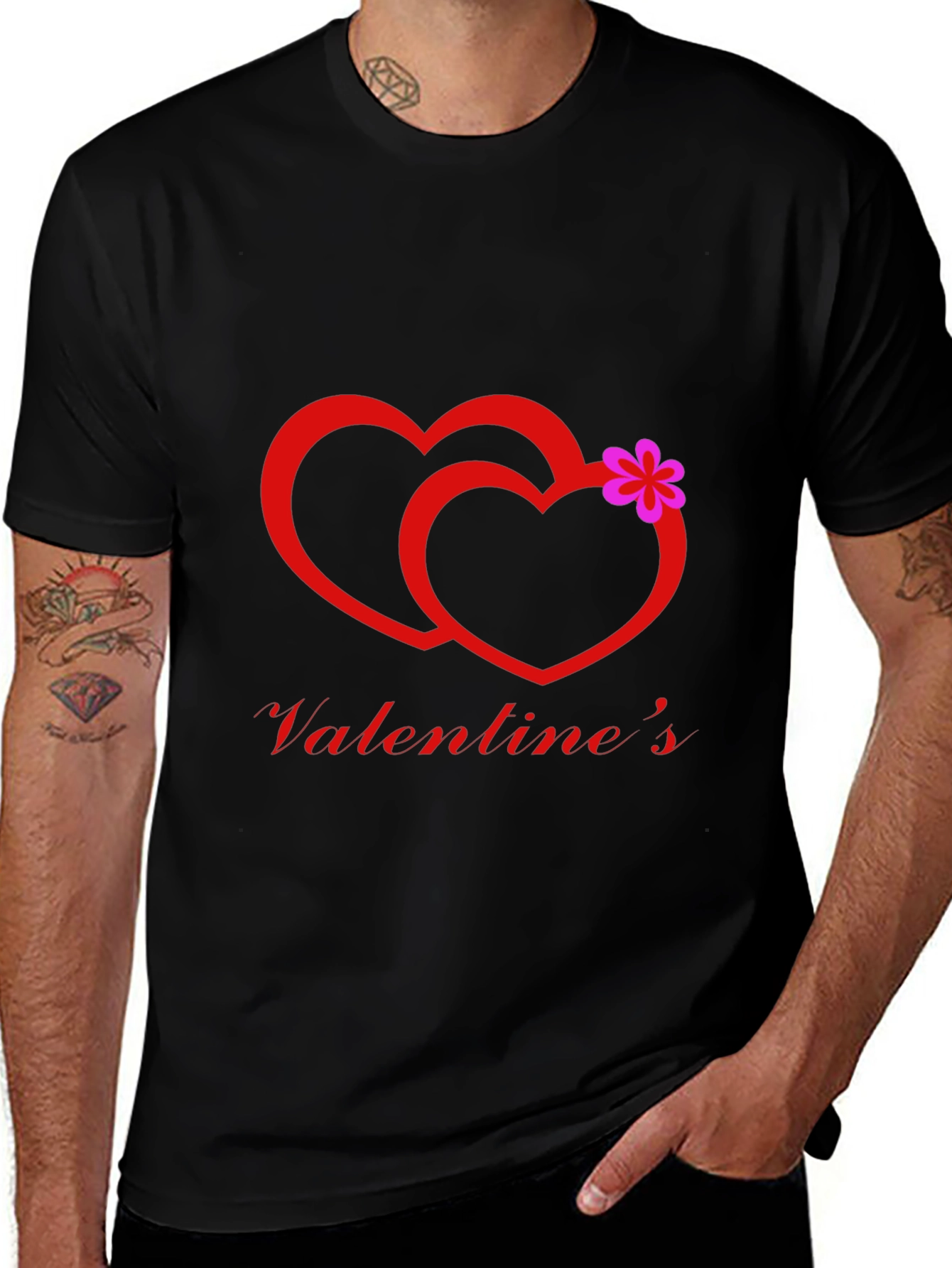 Variant 13 of Valentine's Day Hearts Graphic Tee - Black