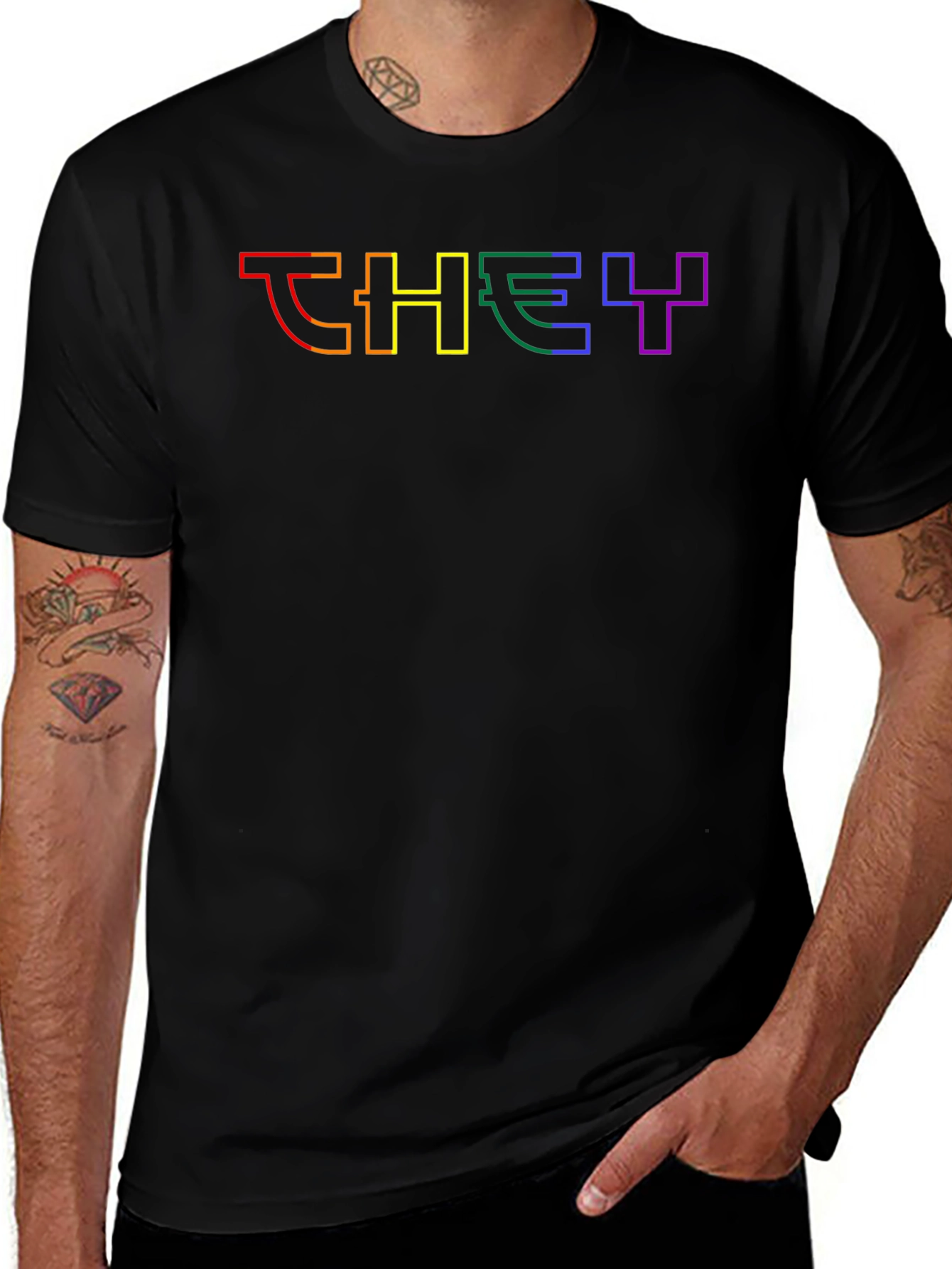 Rainbow They Pronoun T-Shirt - LGBTQ+ Pride